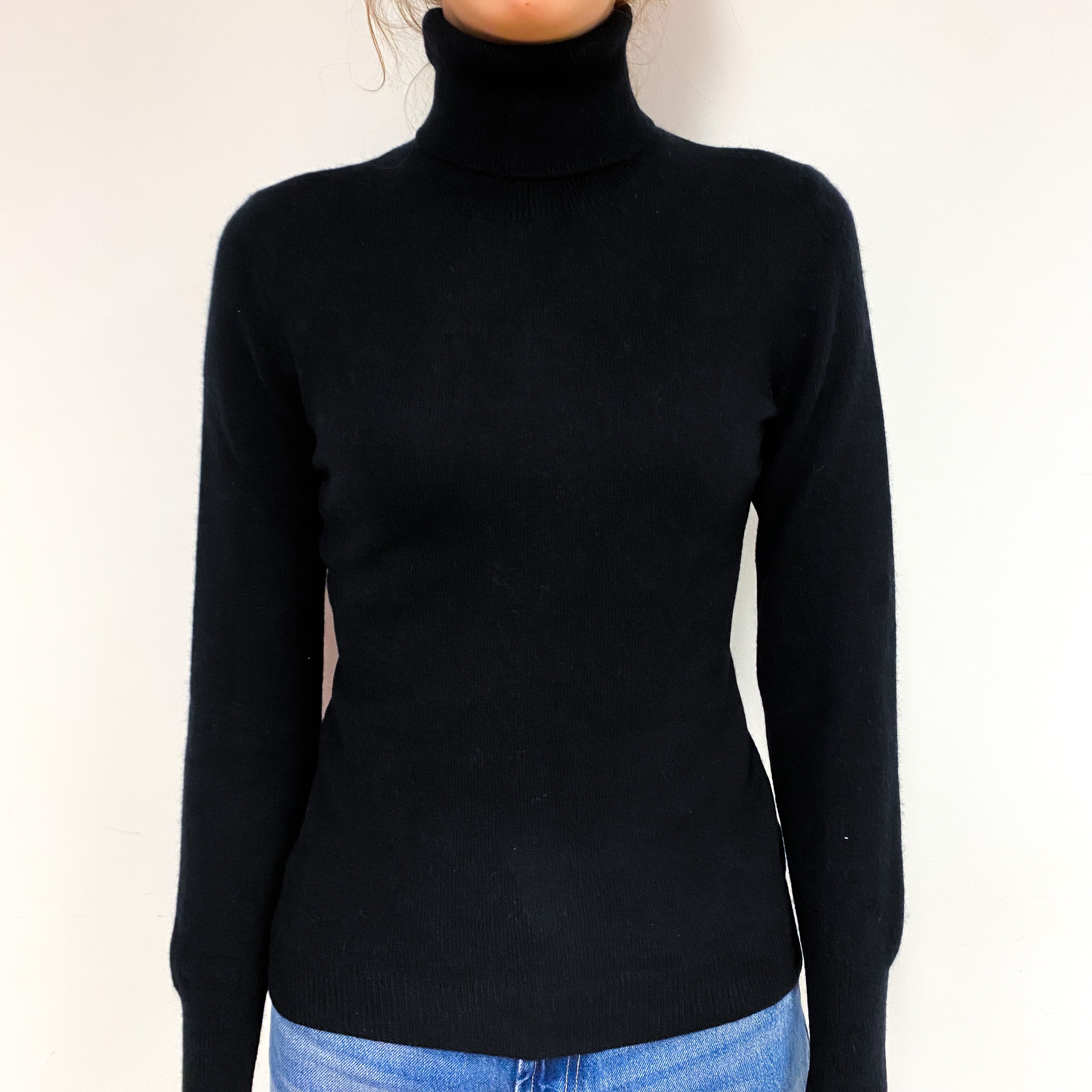 Black Cashmere Polo Neck Jumper Extra Small