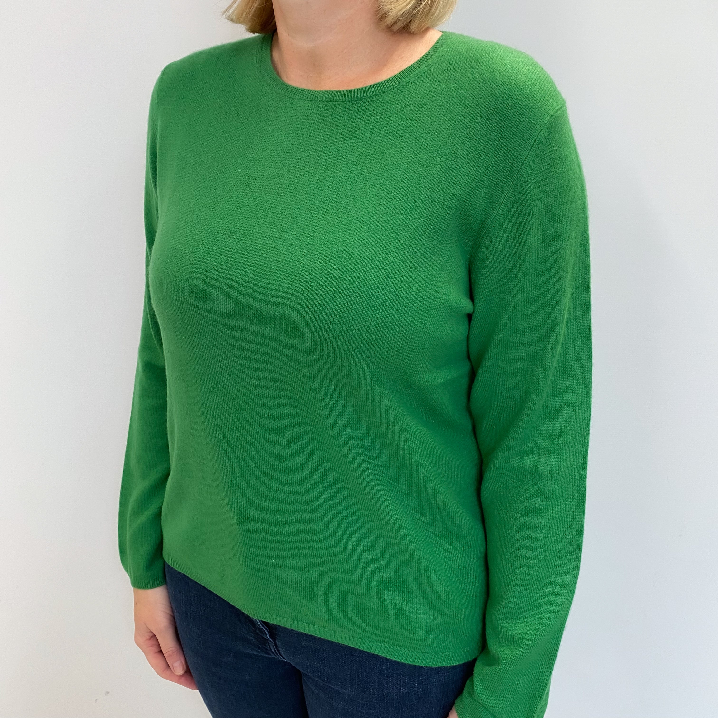 Shamrock Green Cashmere Crew Neck Jumper Large
