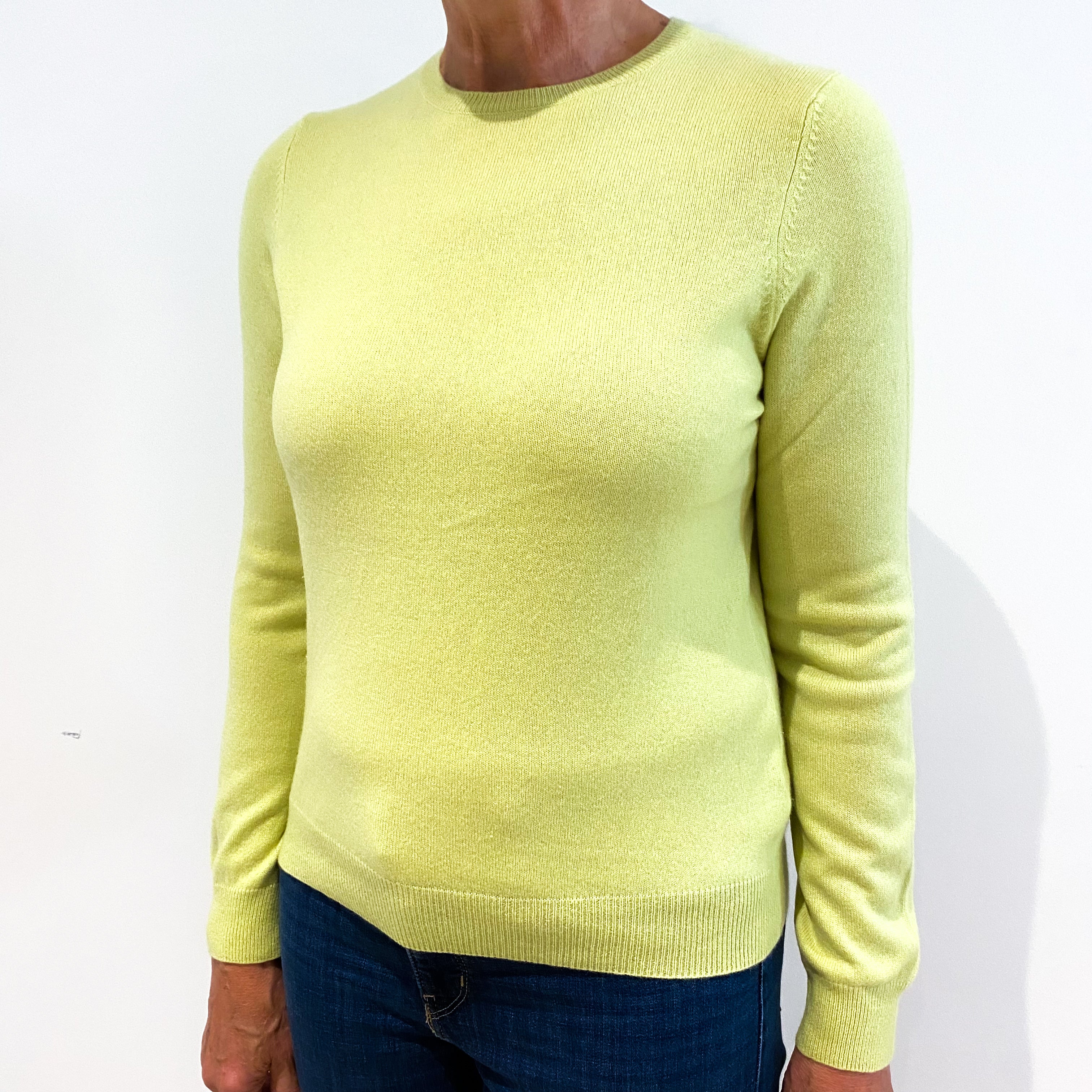 Lime Green Cashmere Crew Neck Jumper Medium