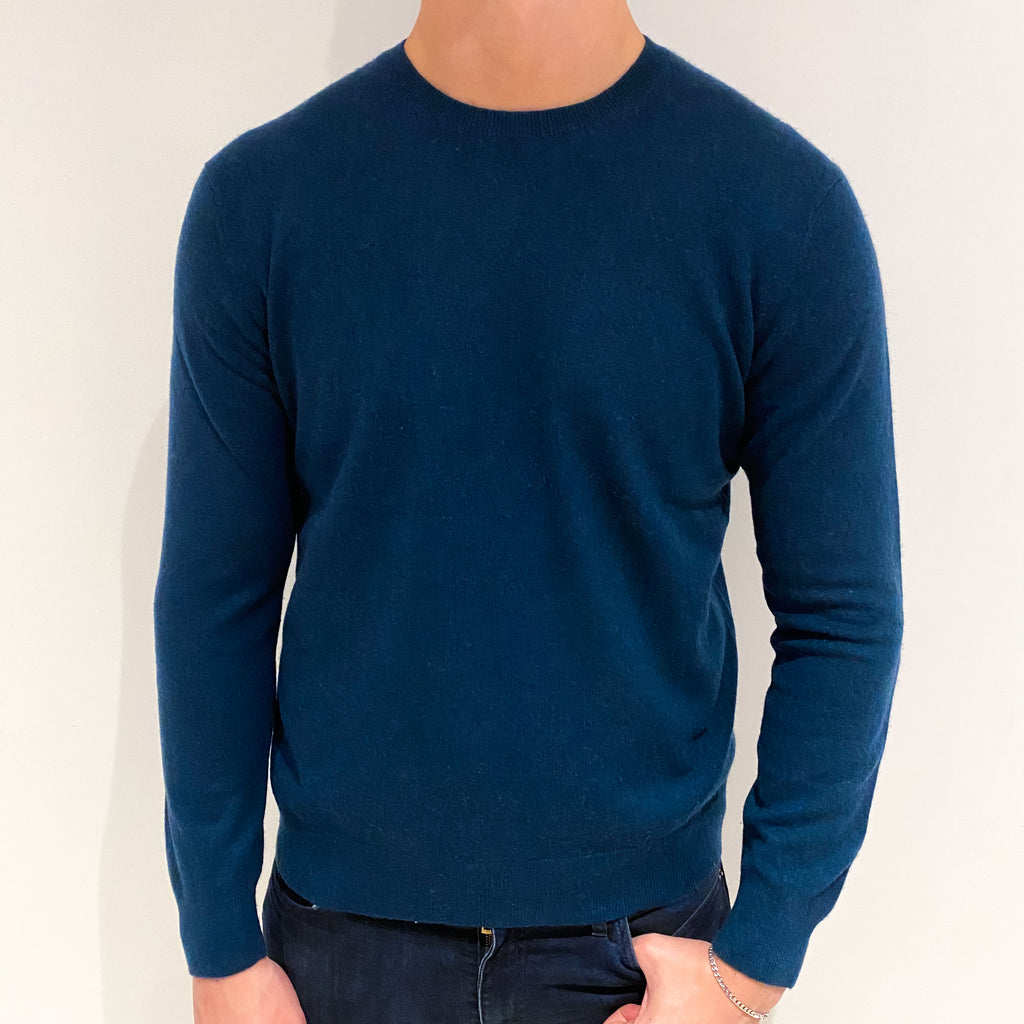 Men's Dark Spruce Green Cashmere Crew Neck Jumper XL