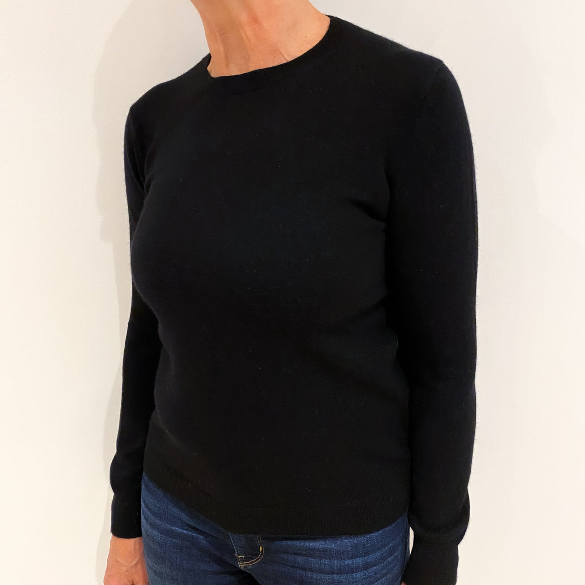 Black Cashmere Crew Neck Jumper Medium