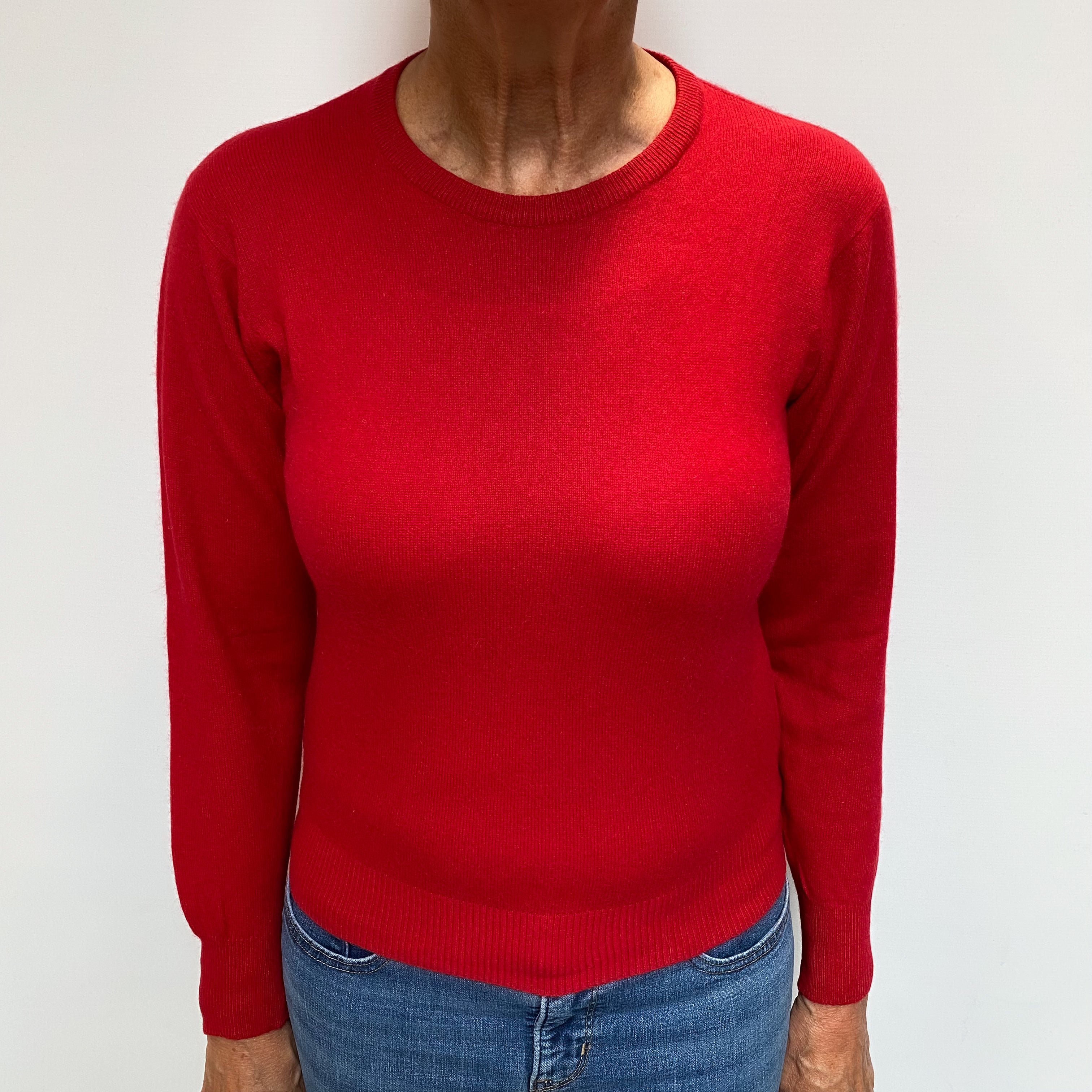 Post Box Red Cashmere Crew Neck Jumper Medium