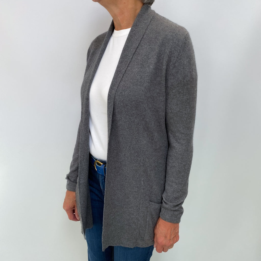Slate Grey Cashmere Edge to Edge Cardigan Medium