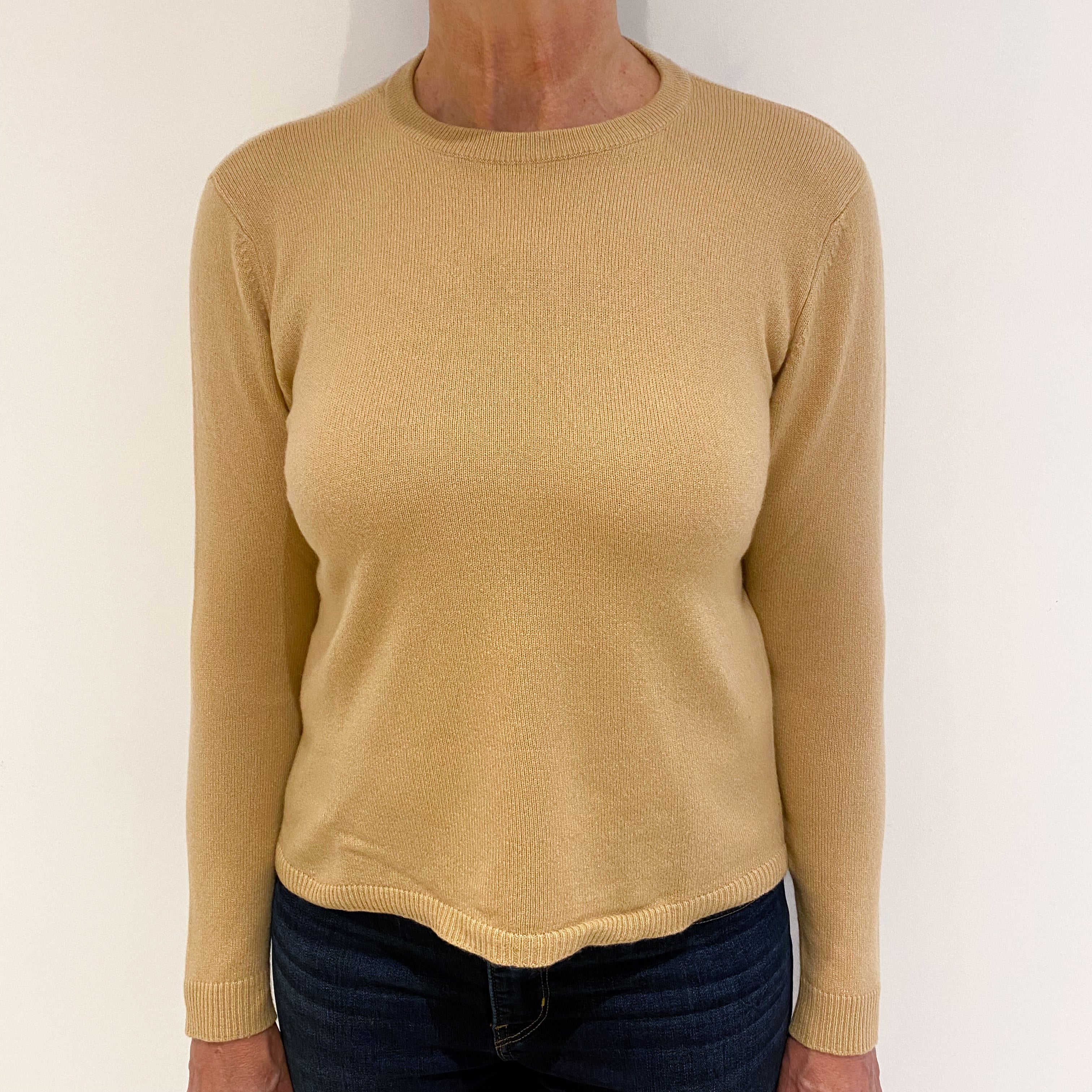 Caramel Brown Cashmere Crew Neck Jumper Medium