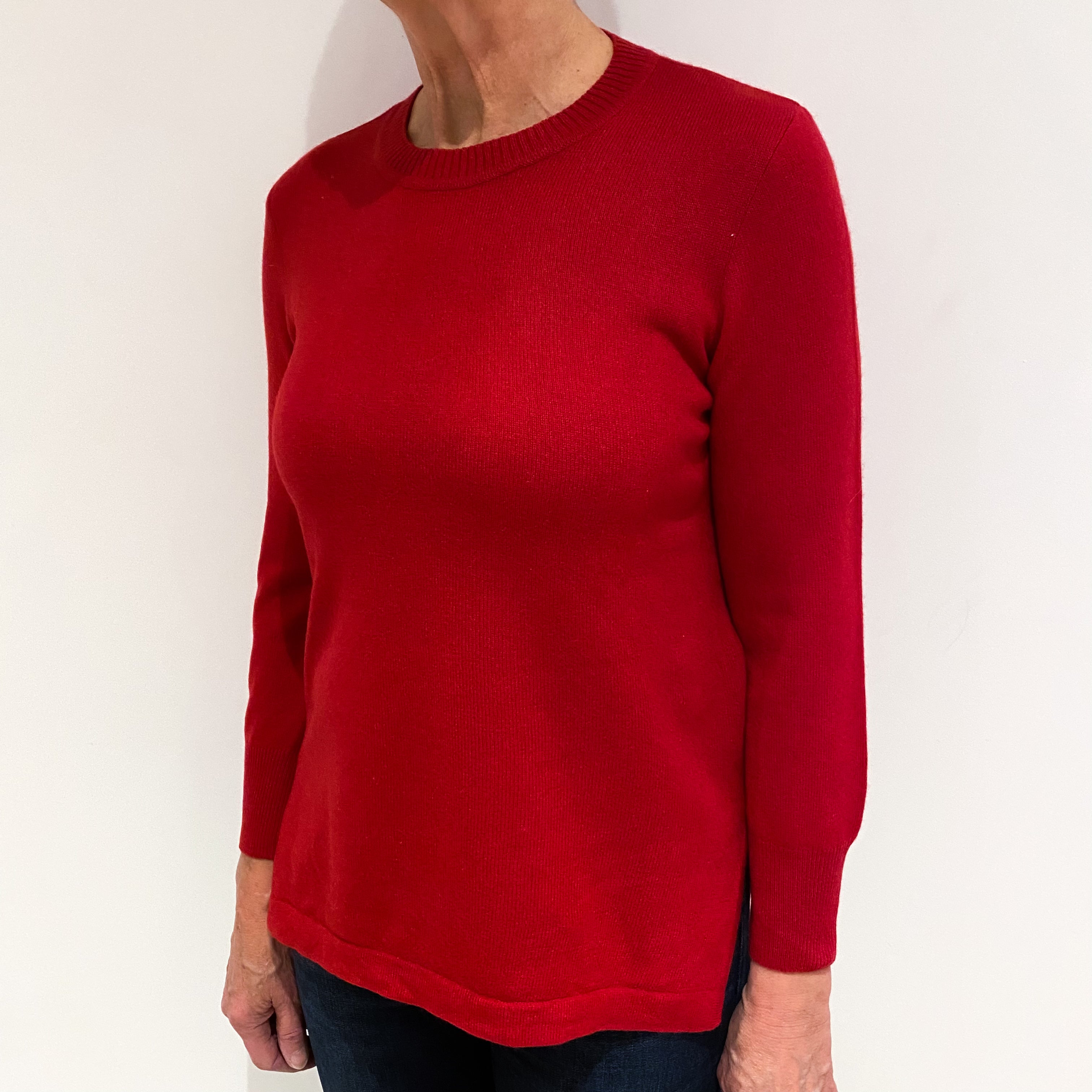 Crimson Red Cashmere Crew Neck Jumper Medium