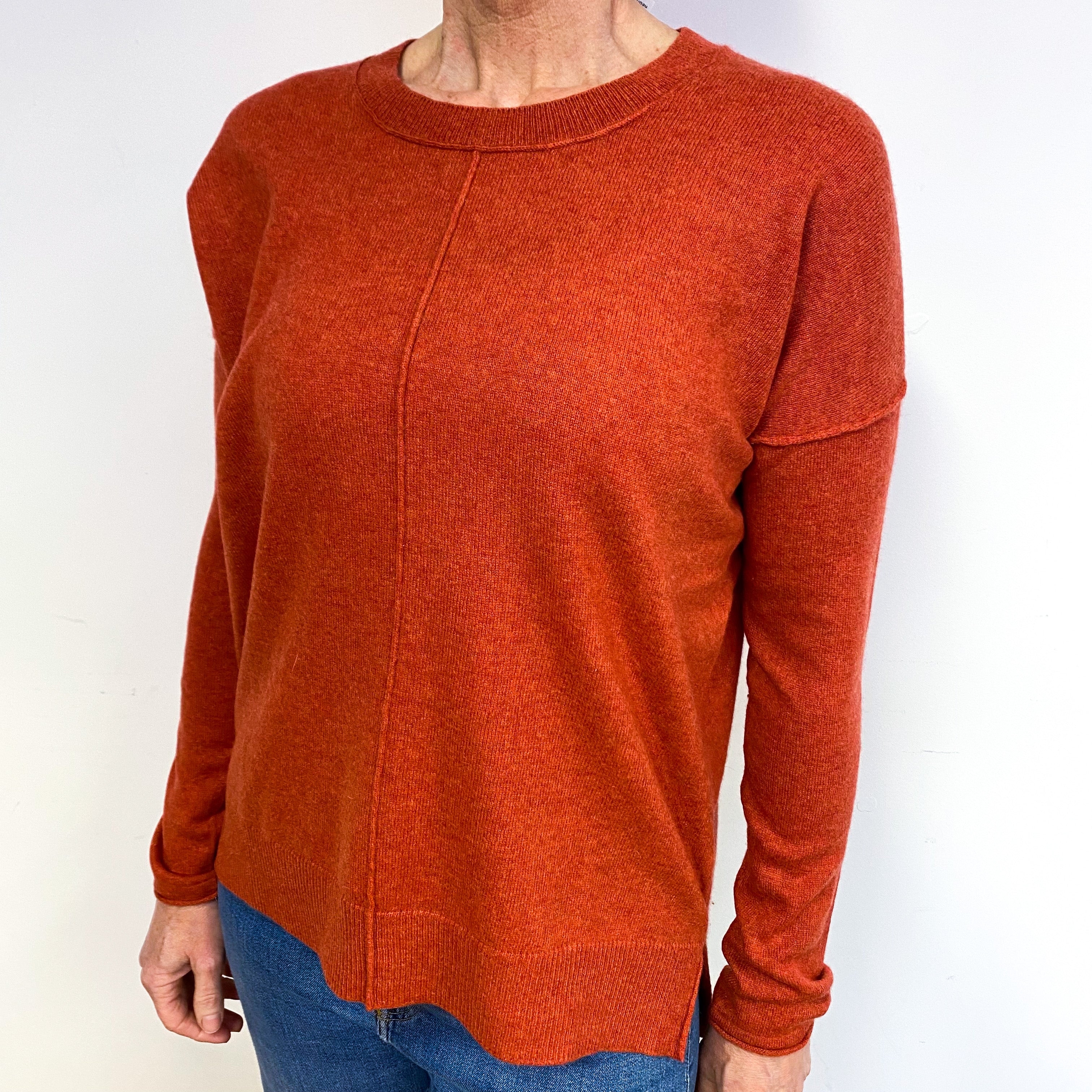 Rust Orange Cashmere Crew Neck Jumper Medium