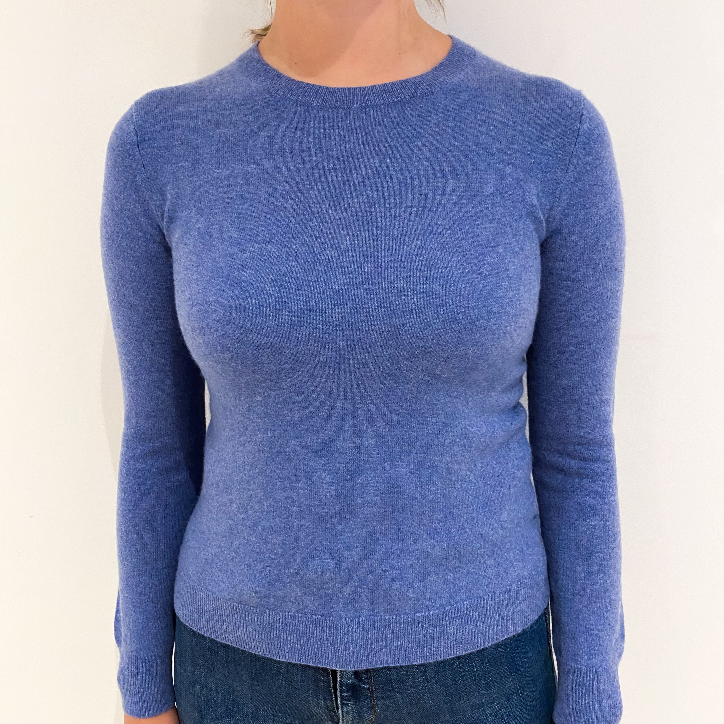 Denim Blue Cashmere Crew Neck Jumper Small