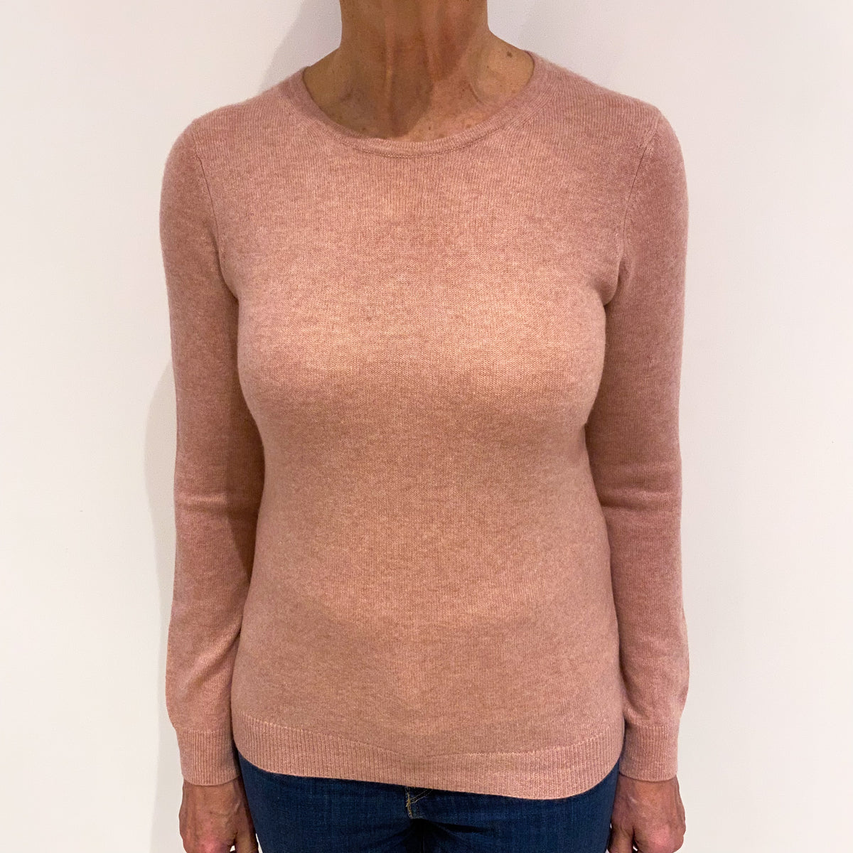Crushed Strawberry Pink Cashmere Crew Neck Jumper Medium