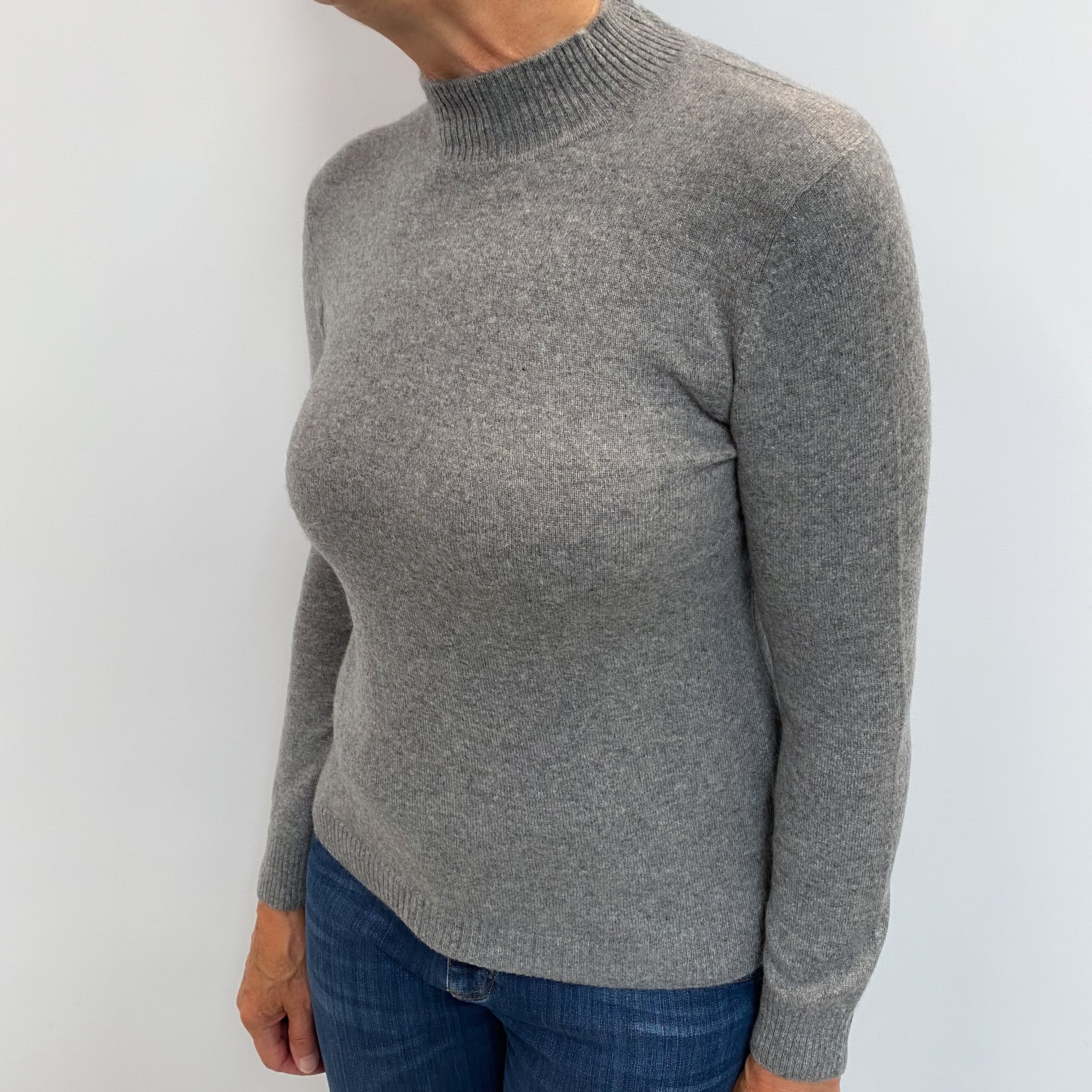Smoke Grey Cashmere Turtle Neck Jumper Medium