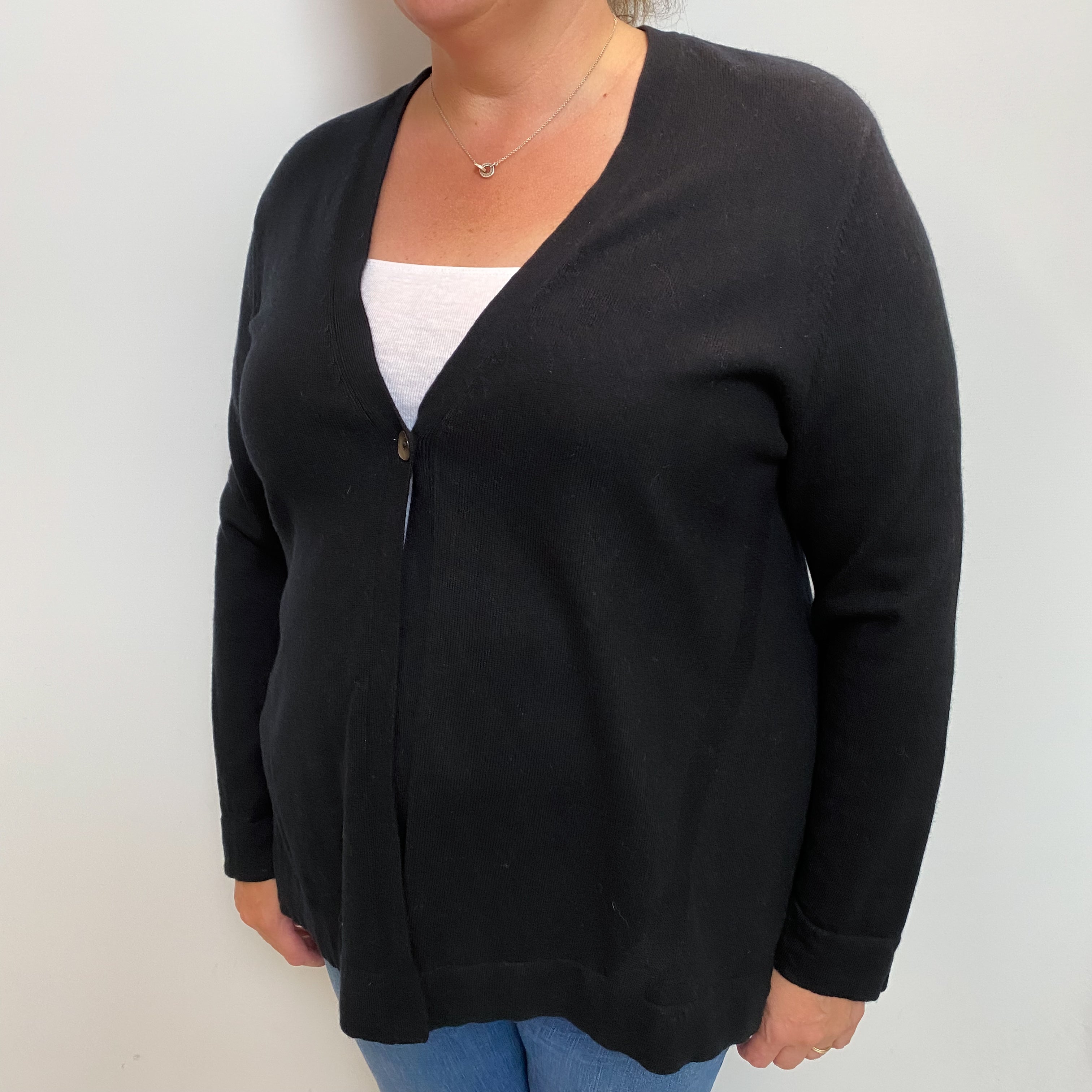 Black Cashmere V-Neck Cardigan Extra Large