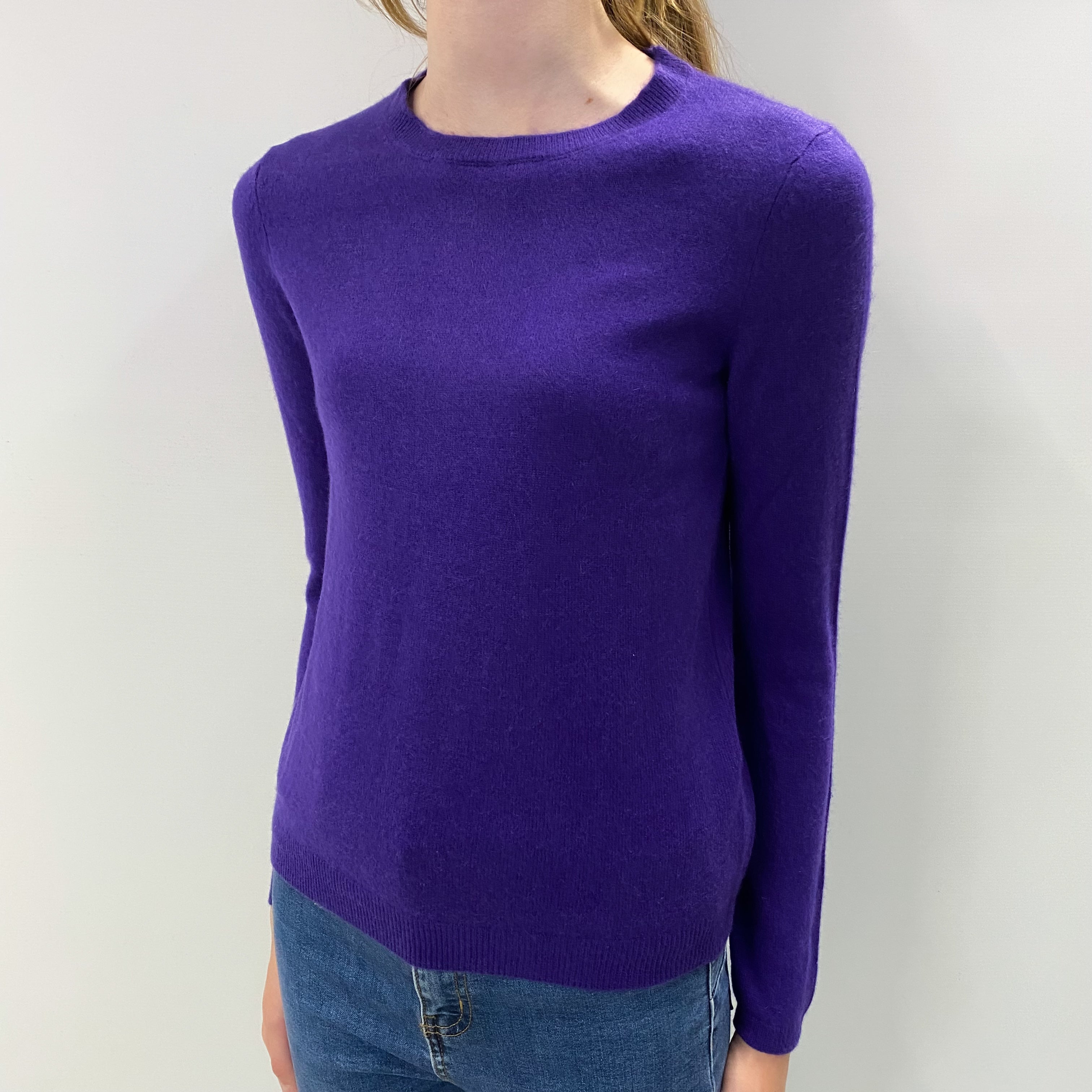 Pansy Purple Cashmere Crew Neck Jumper Extra Small