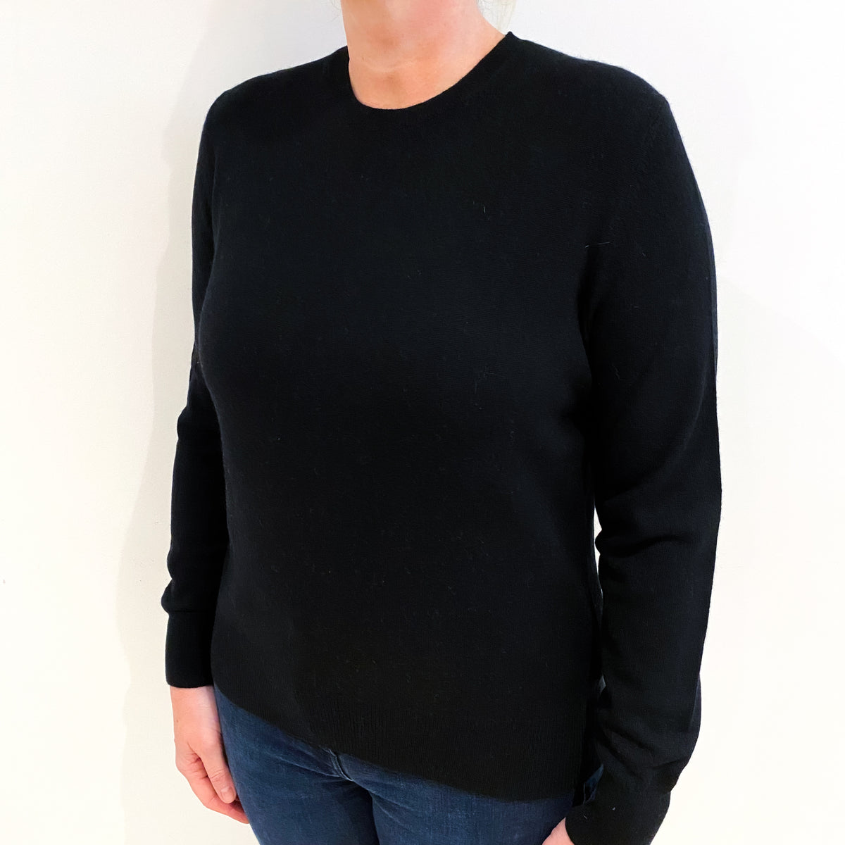 Black Cashmere Crew Neck Jumper Large