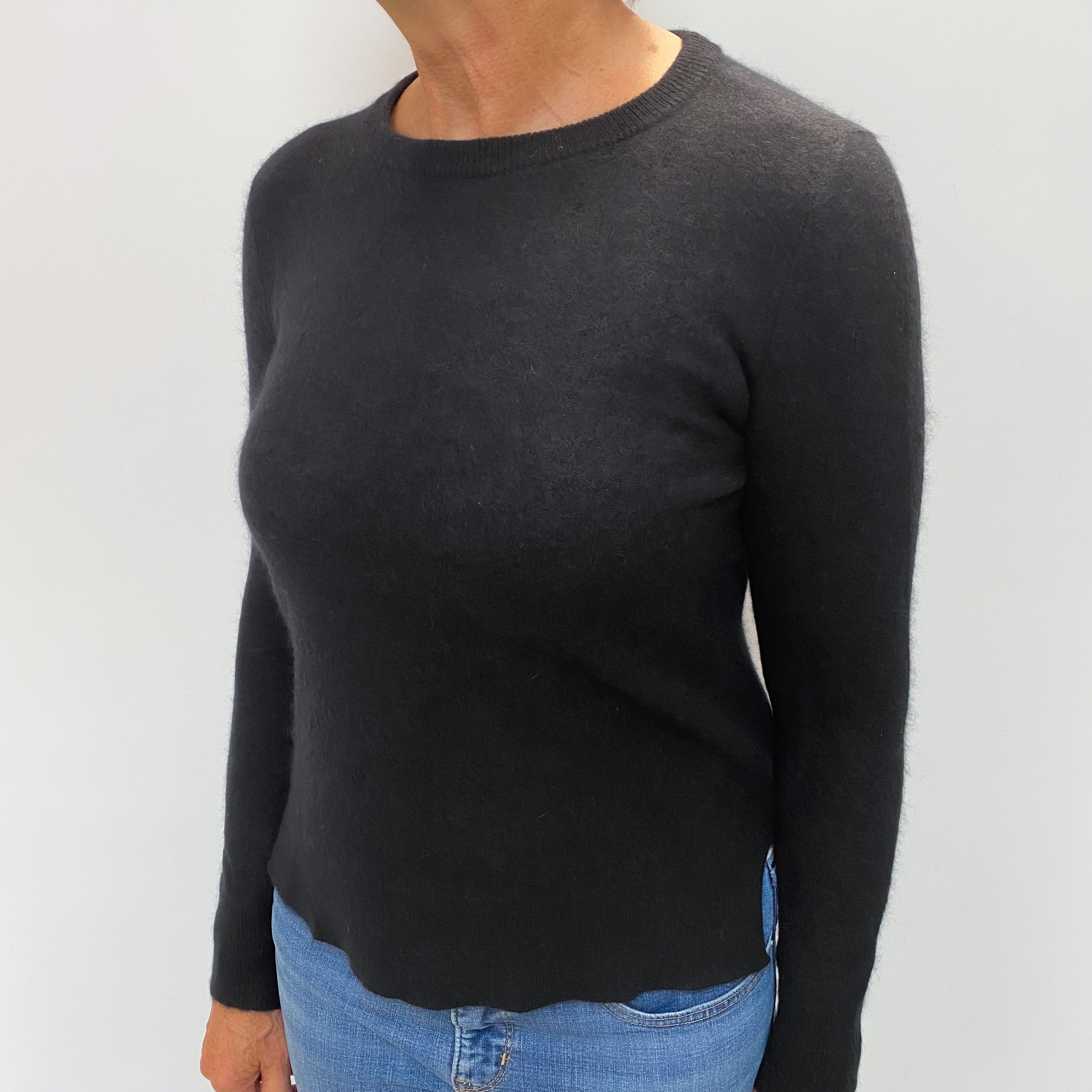 Black Cashmere Crew Neck Jumper Medium