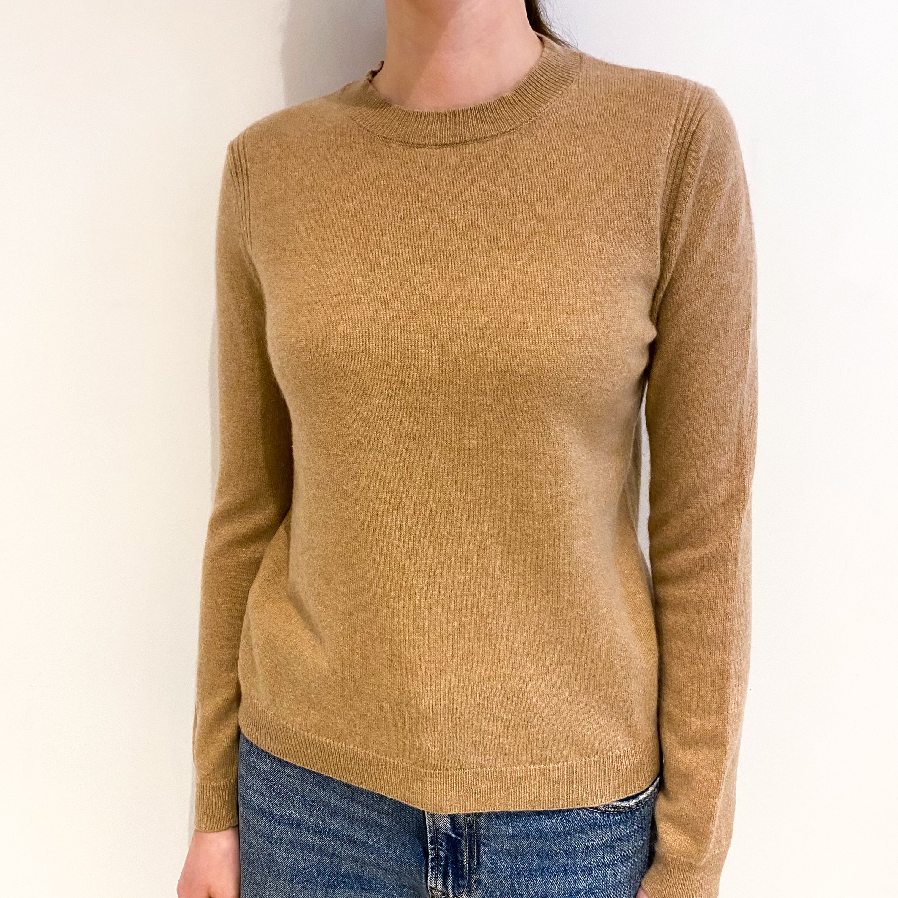Caramel Brown Cashmere Crew Neck Jumper Extra Small