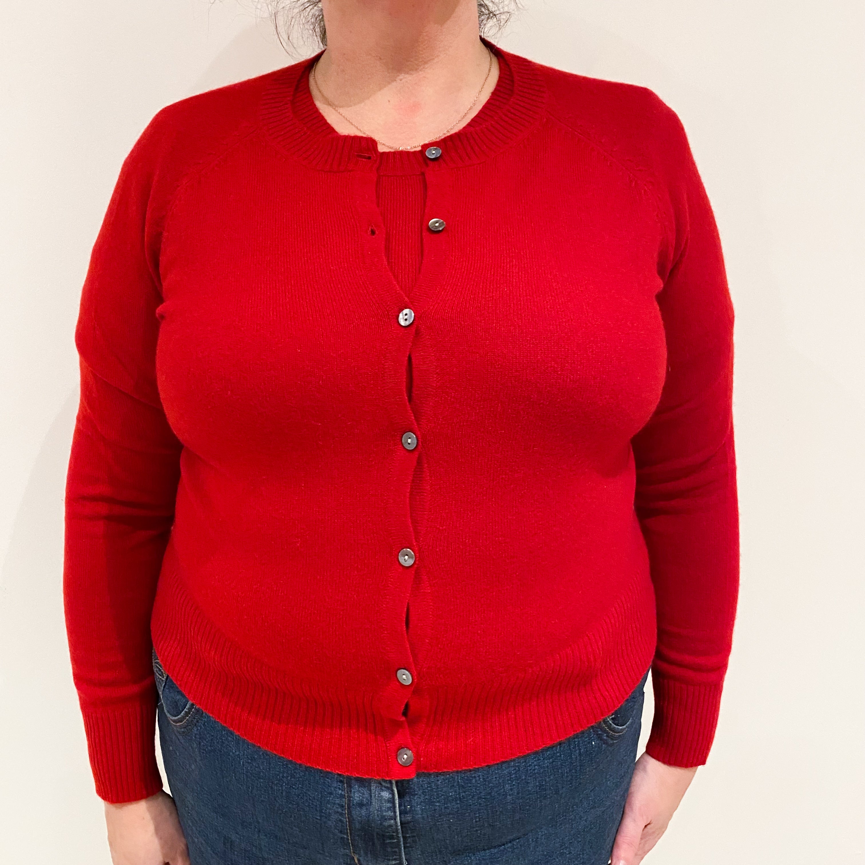 Ruby Red Cashmere Twin Set Cardigan Extra Large