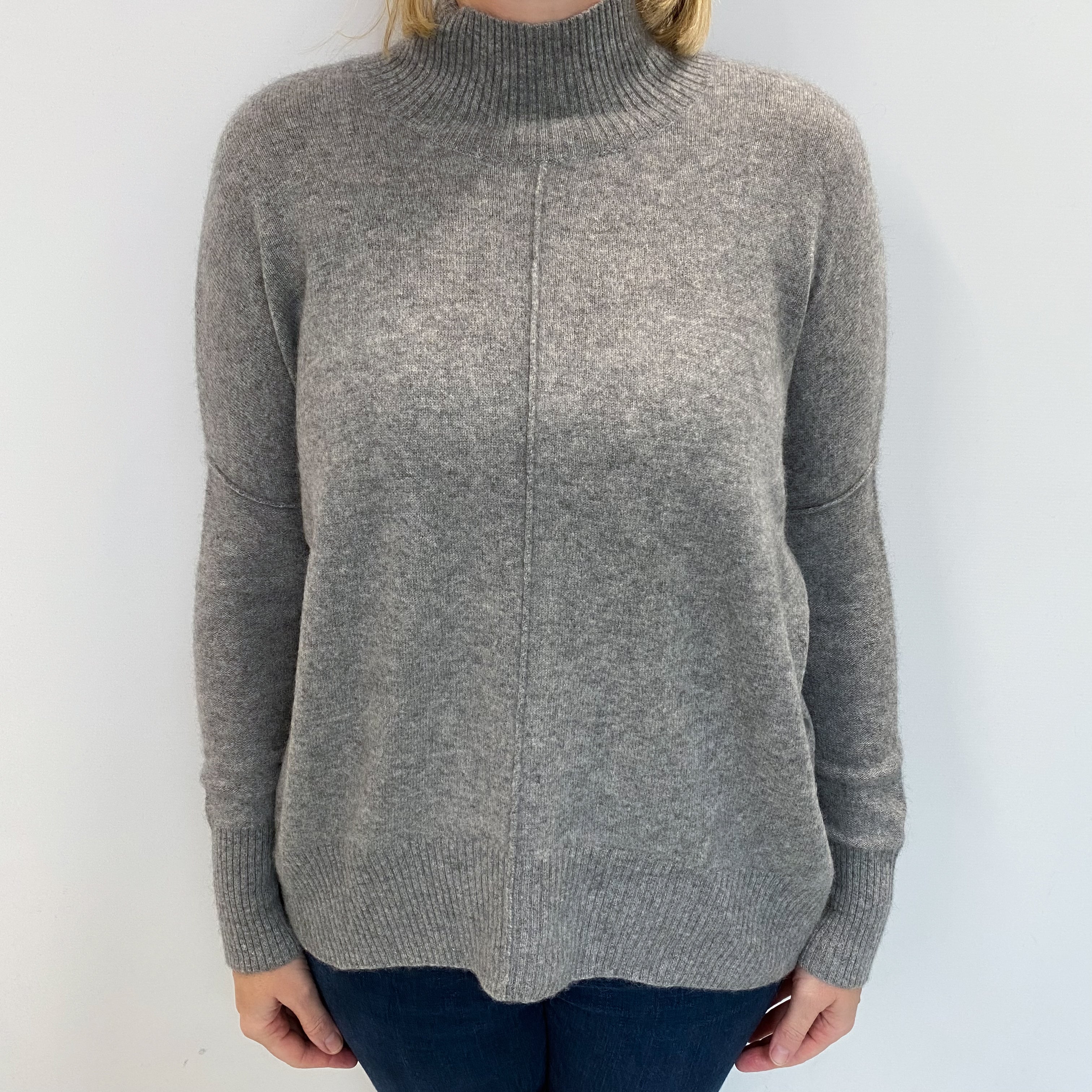 Ash Grey Cashmere Turtle Neck Jumper Large