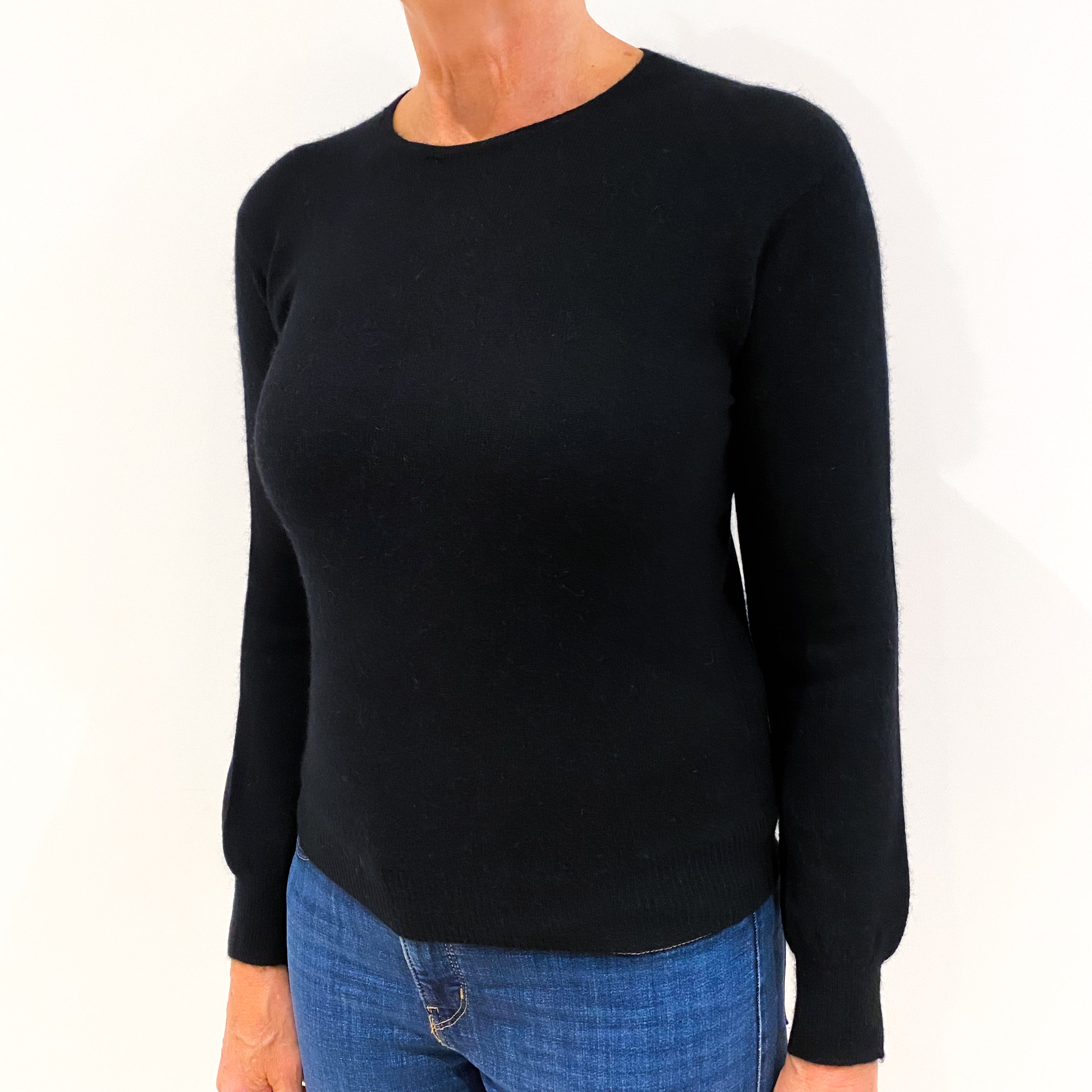 Black Cashmere Crew Neck Jumper Medium
