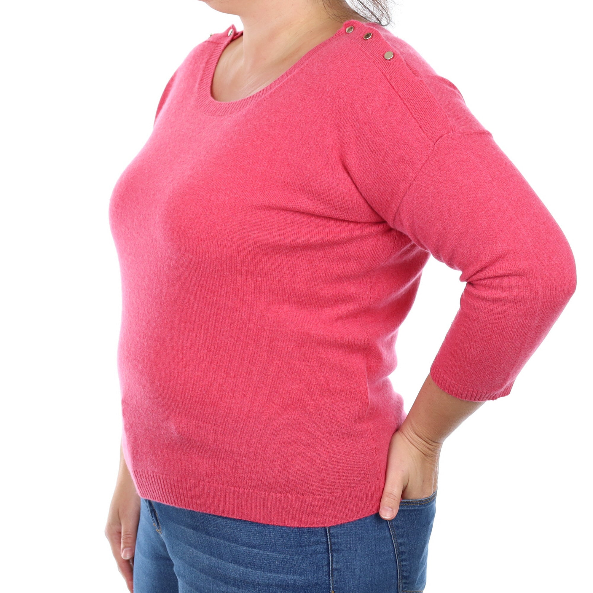 Loganberry Pink Cashmere Crew Neck Jumper Large