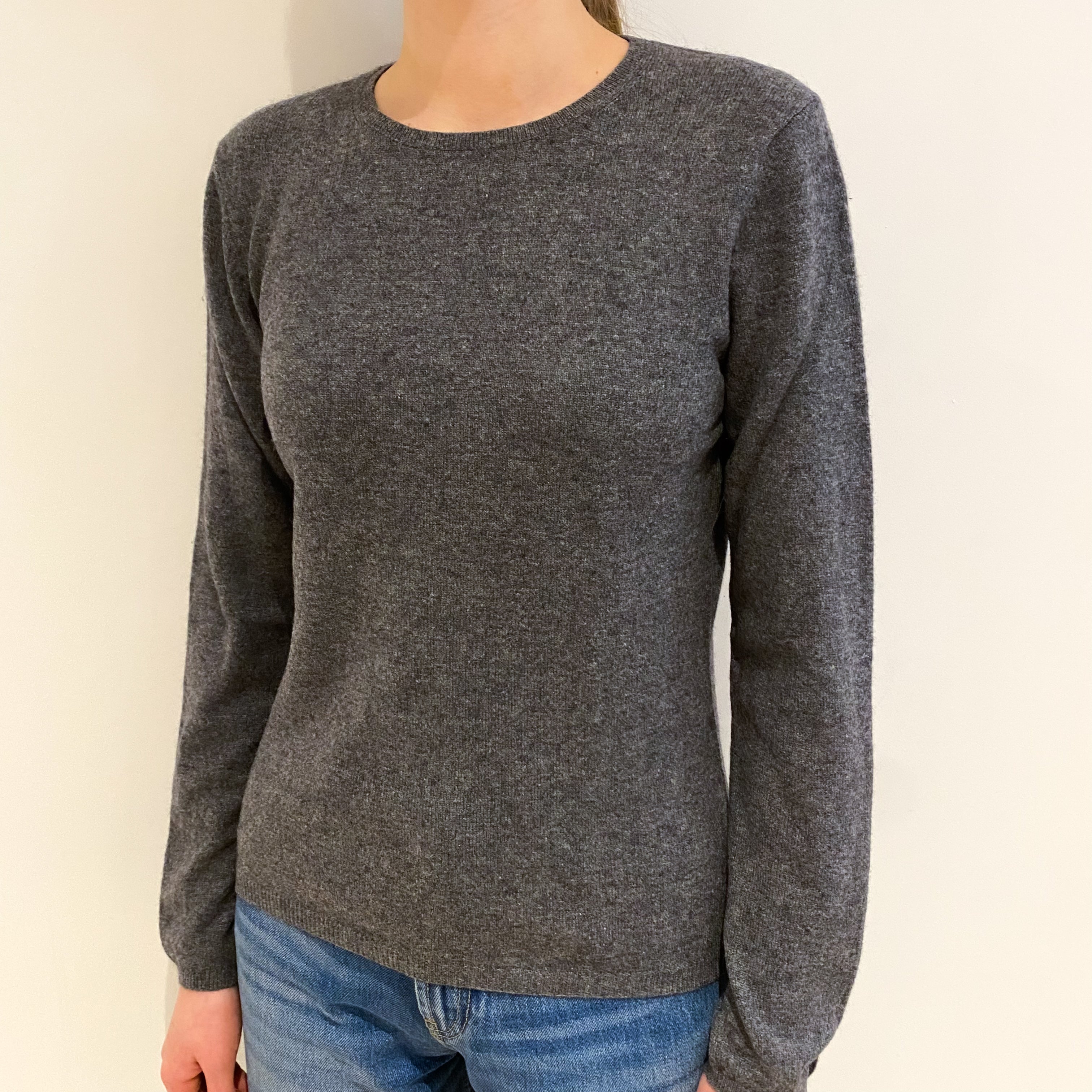 Slate Grey Cashmere Crew Neck Jumper Extra Small