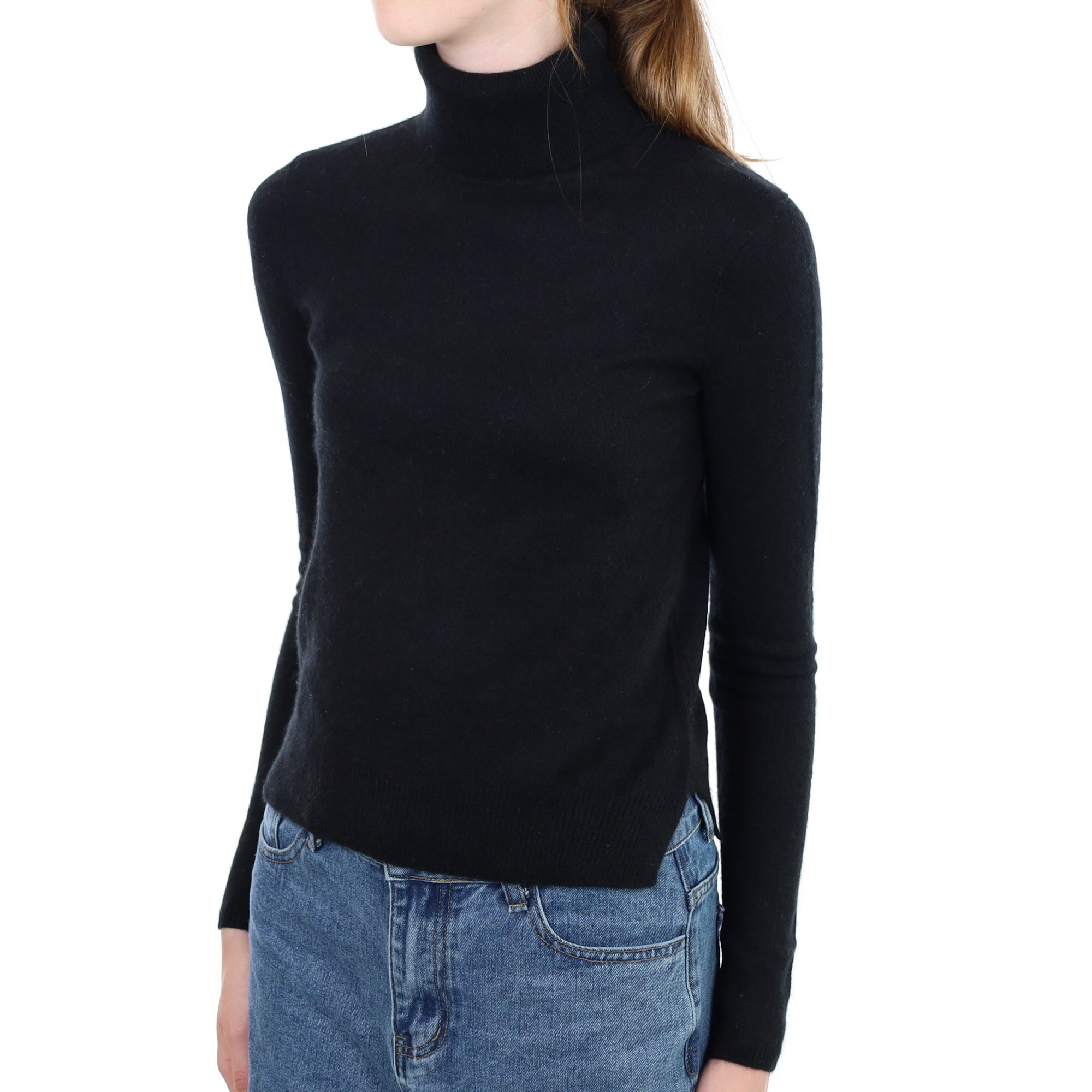Black Cashmere Polo Neck Jumper Extra Small