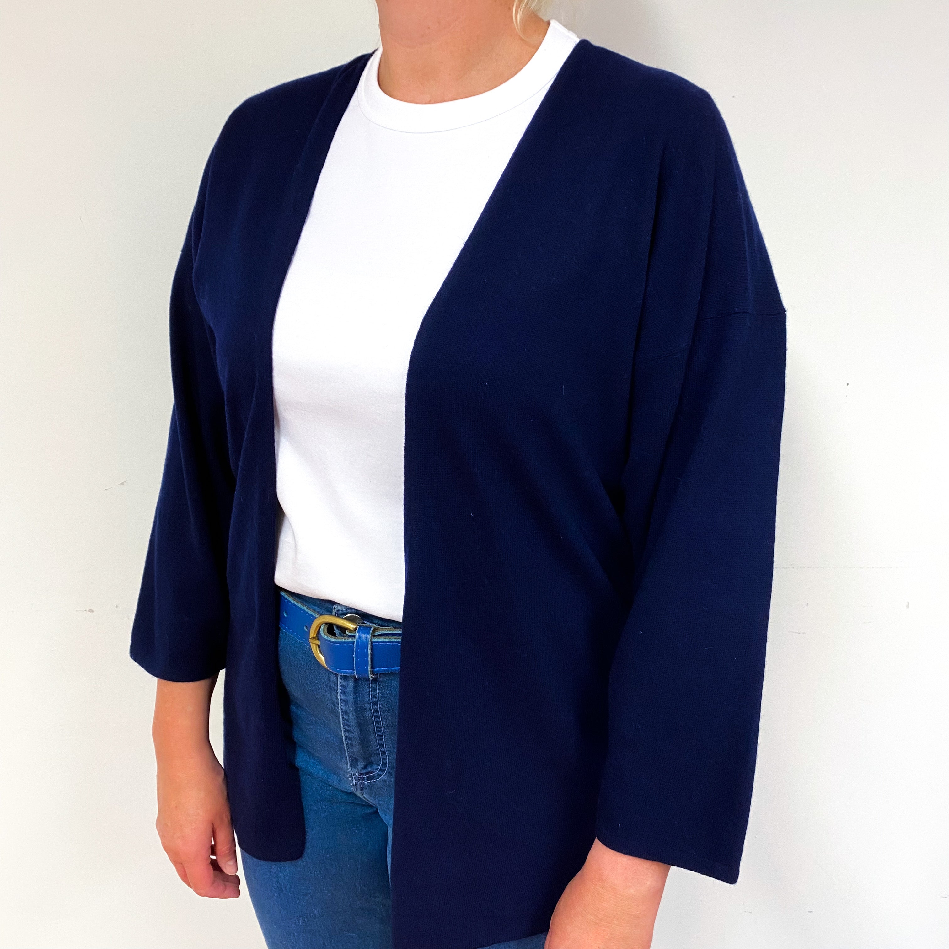 Vintage Scottish Navy Blue Cashmere Cardigan Large