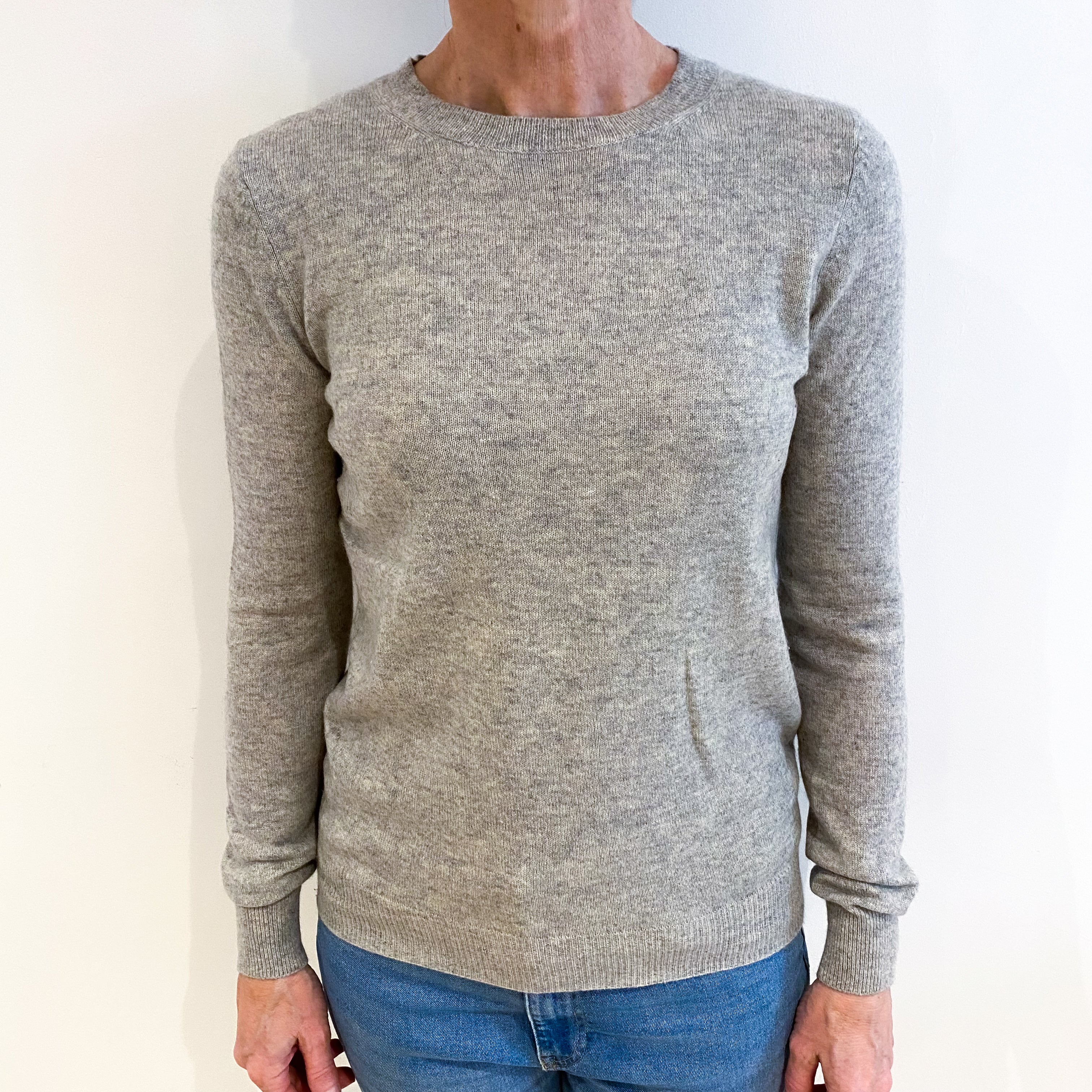 Smoke Grey Cashmere Crew Neck Jumper Small