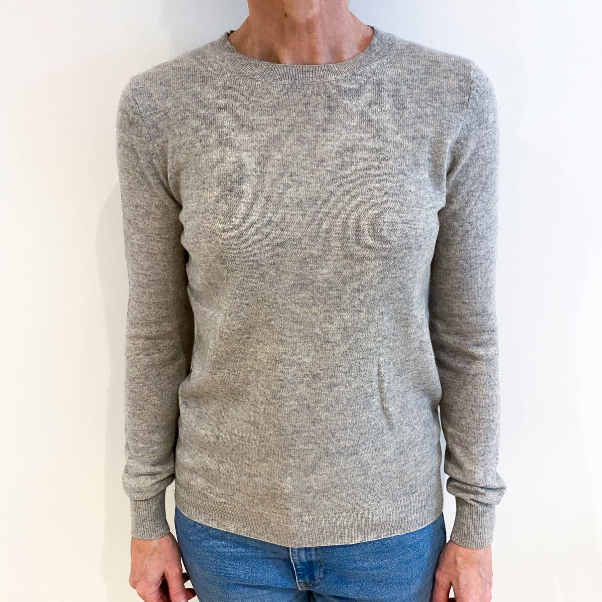Smoke Grey Cashmere Crew Neck Jumper Small