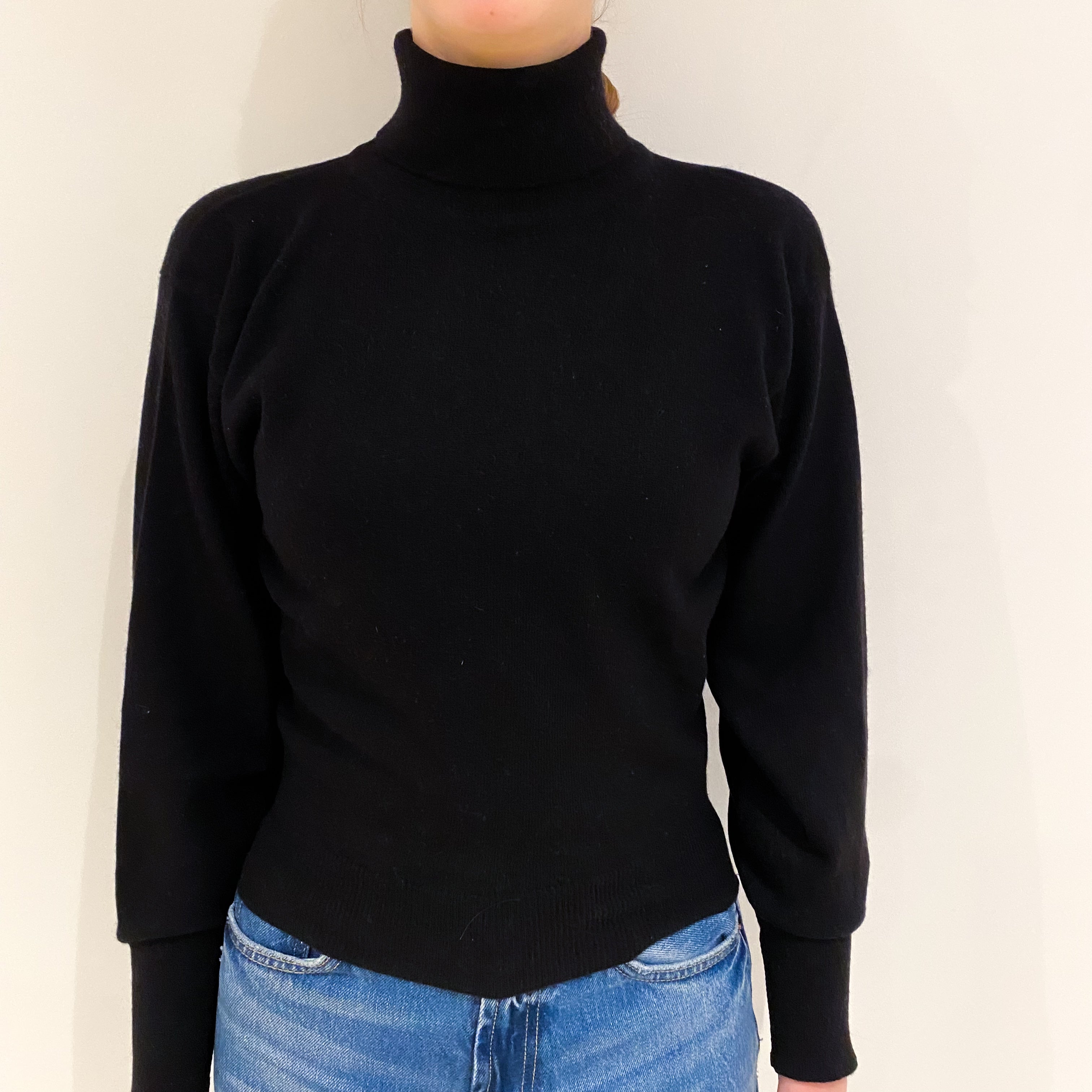 Black Cashmere Polo Neck Jumper Extra Small