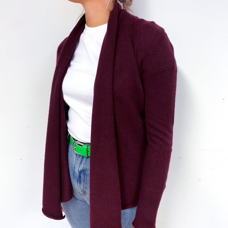 Wine Red Cashmere Waterfall Cardigan Small