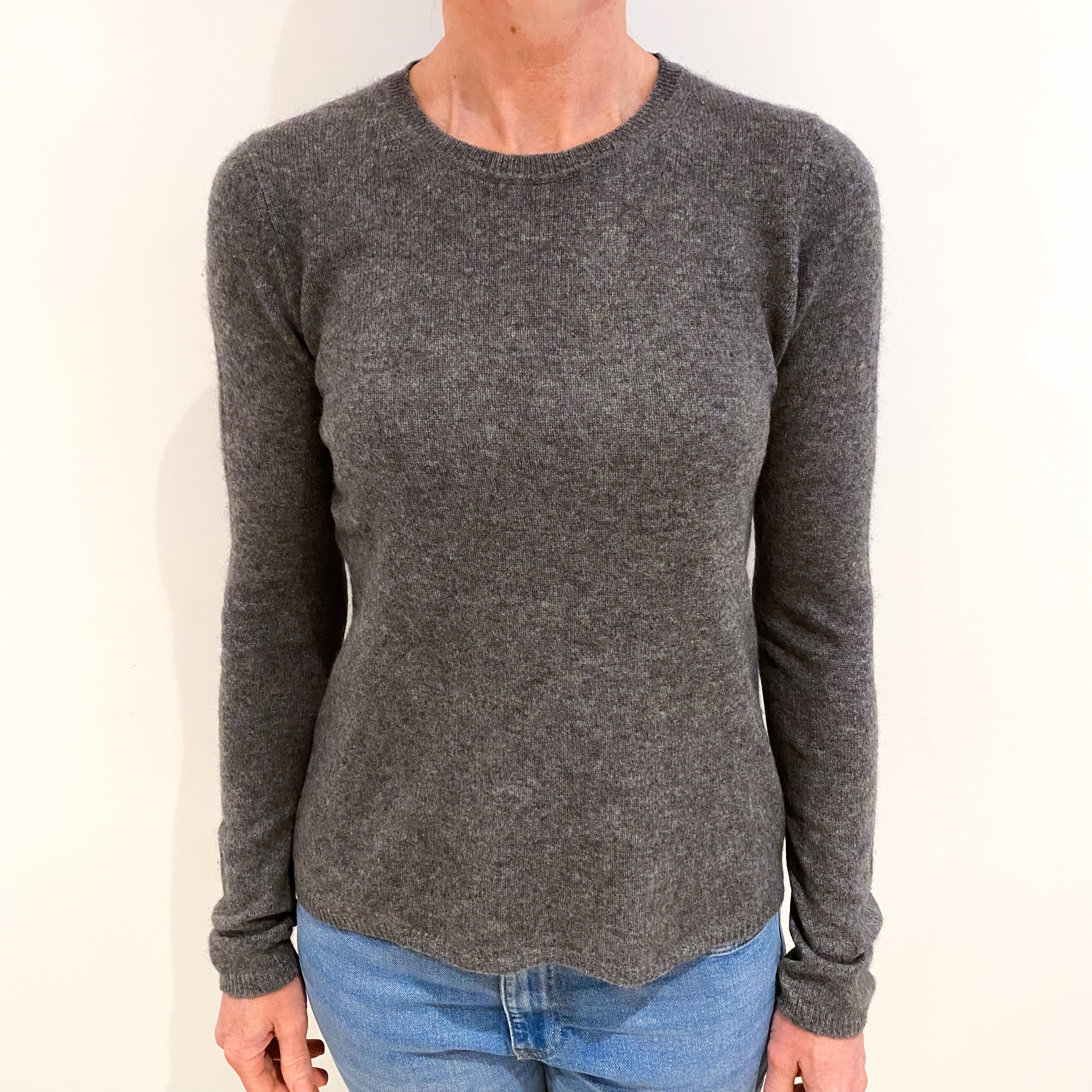 Slate Grey Cashmere Crew Neck Jumper Small
