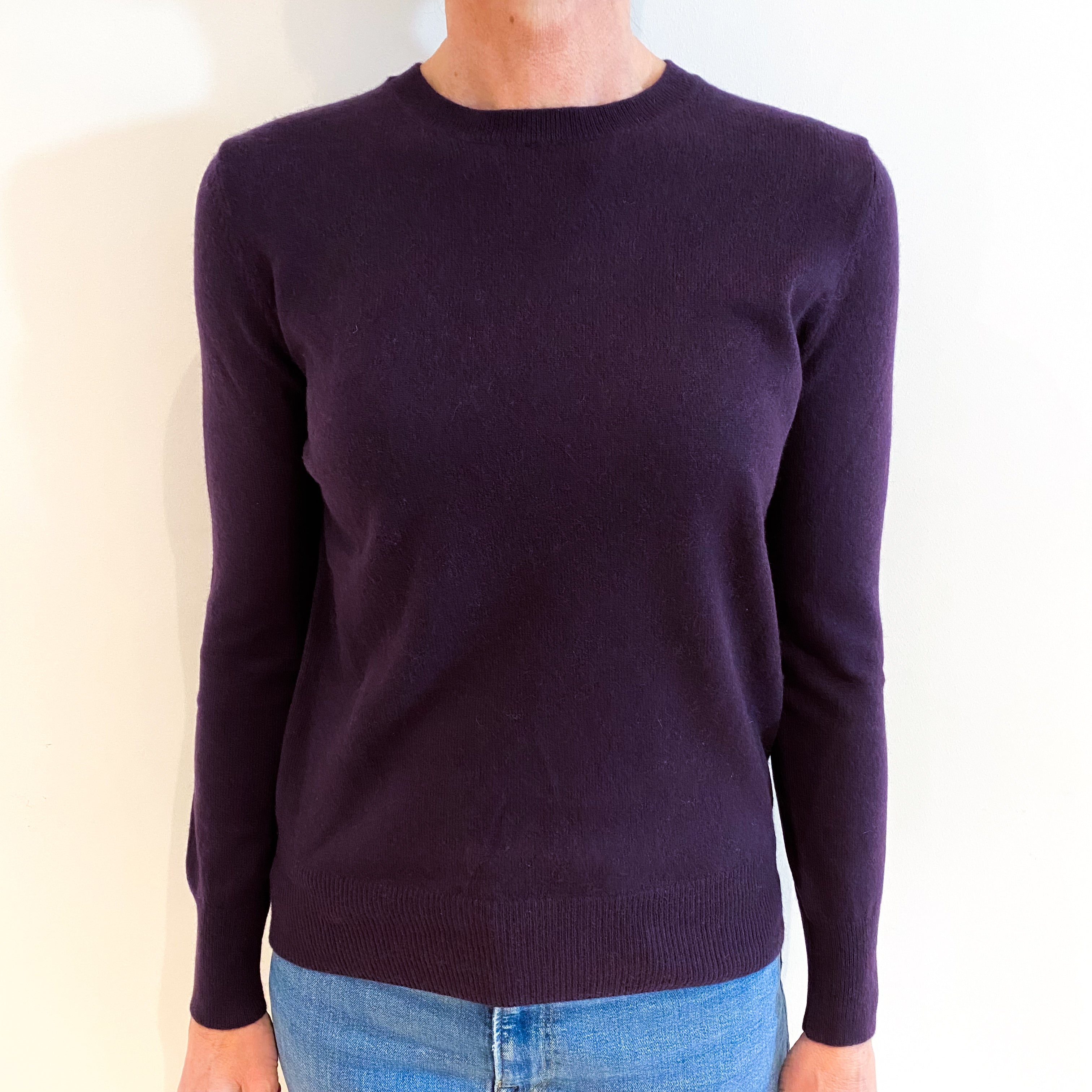 Deep Purple Cashmere Crew Neck Jumper Small