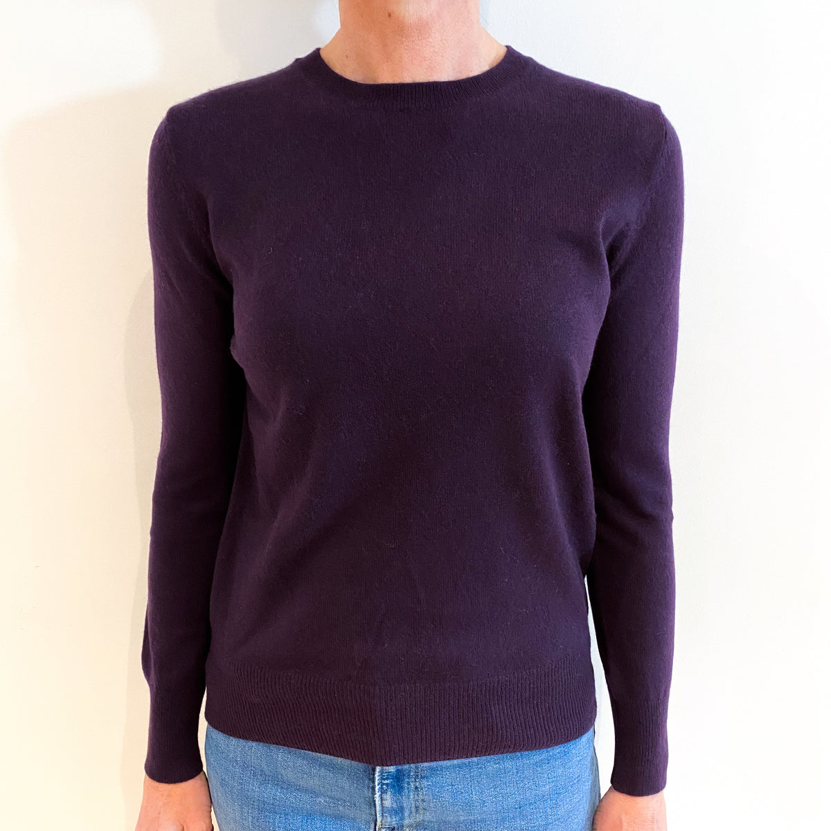 Deep Purple Cashmere Crew Neck Jumper Small