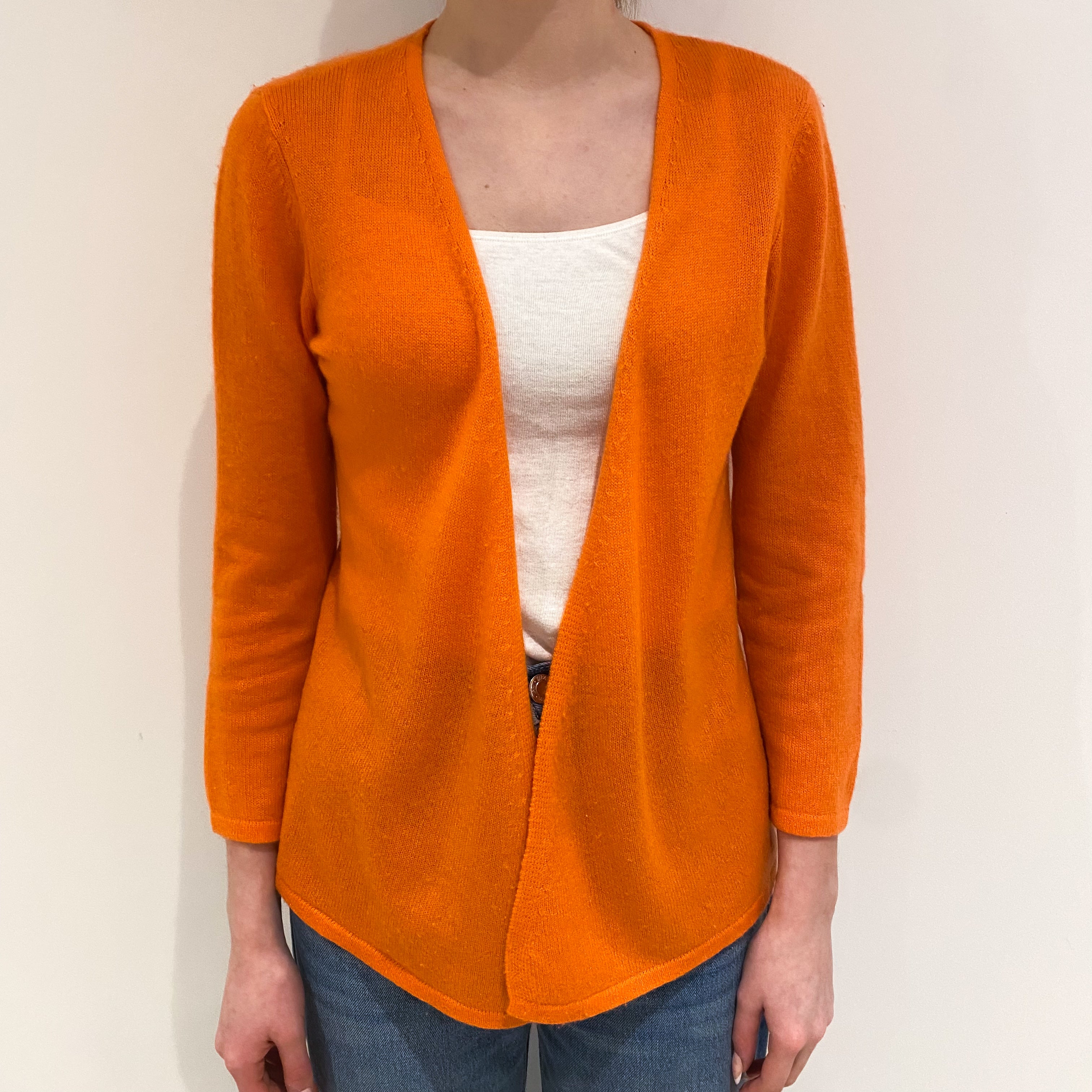 Crab Orange Cashmere Edge to Edge Cardigan Extra Small