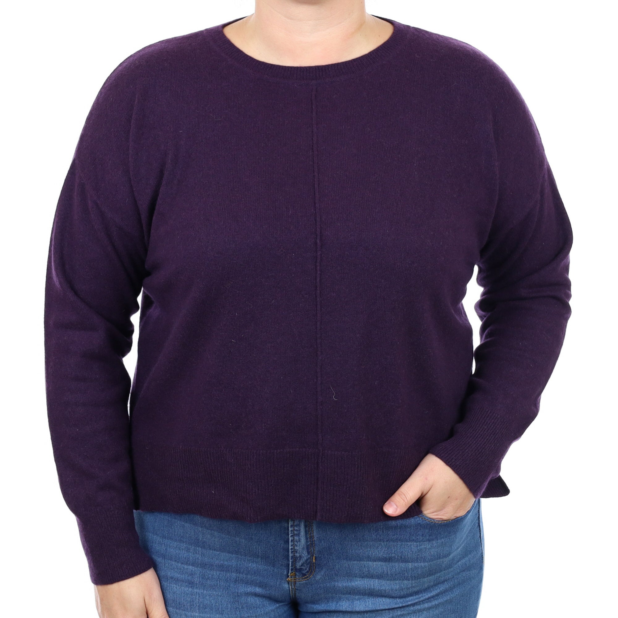 Grape Purple Cashmere Crew Neck Jumper Large