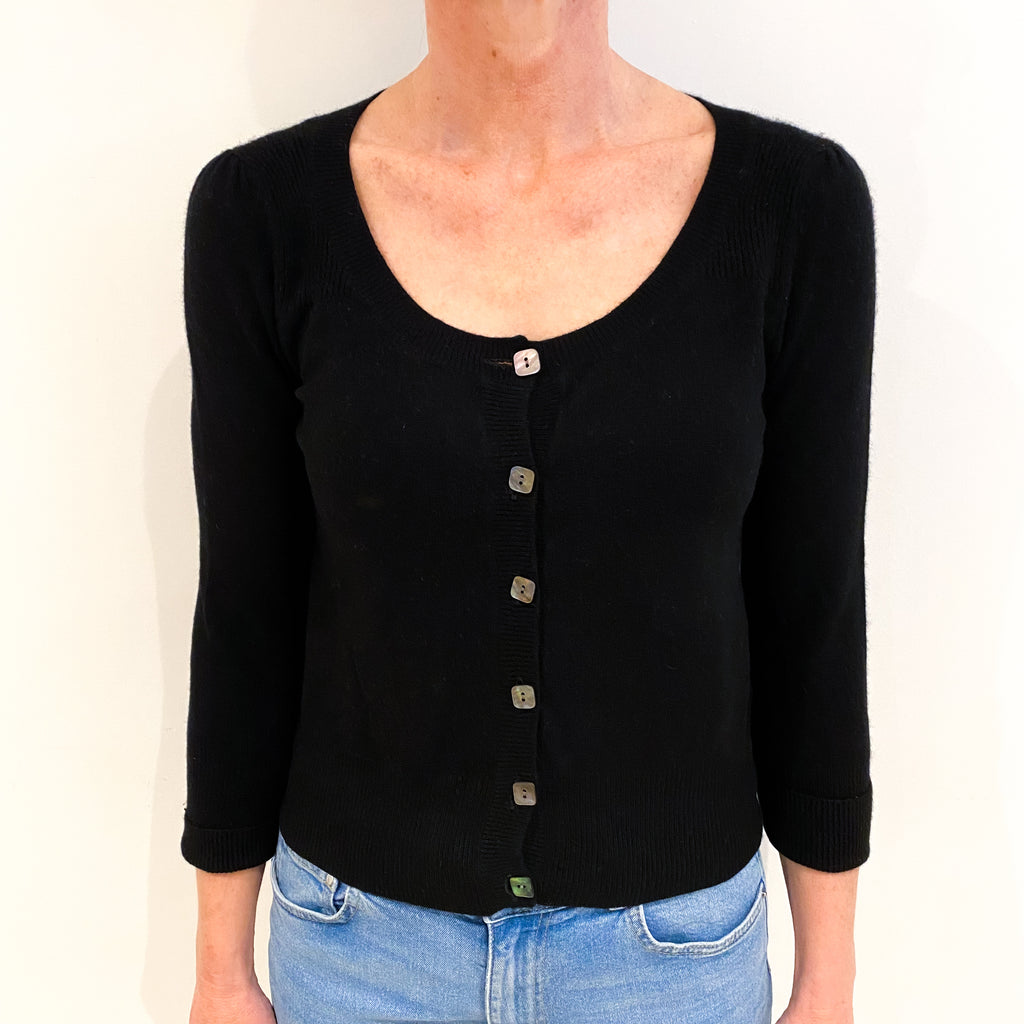 Black Cashmere Scoop Neck Cardigan Small