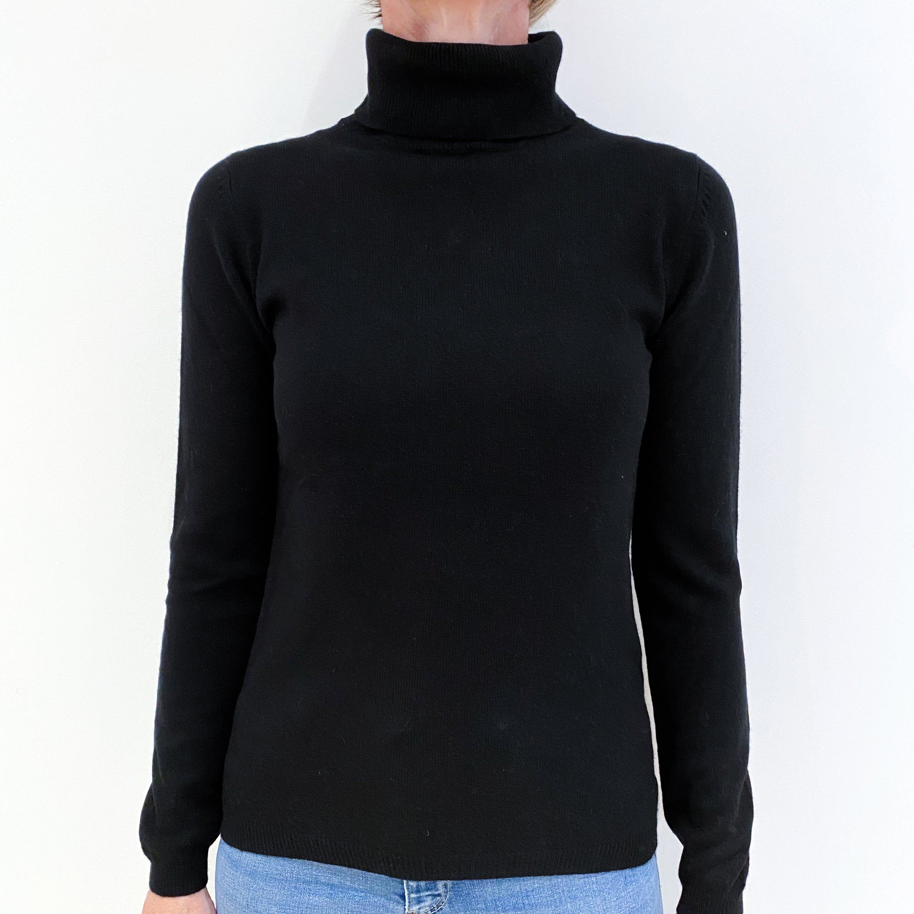 Black Cashmere Polo Neck Jumper Small