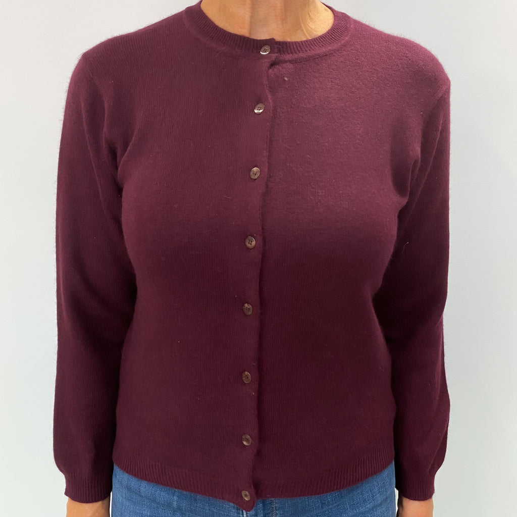 Mulberry Purple Cashmere Crew Neck Cardigan Medium