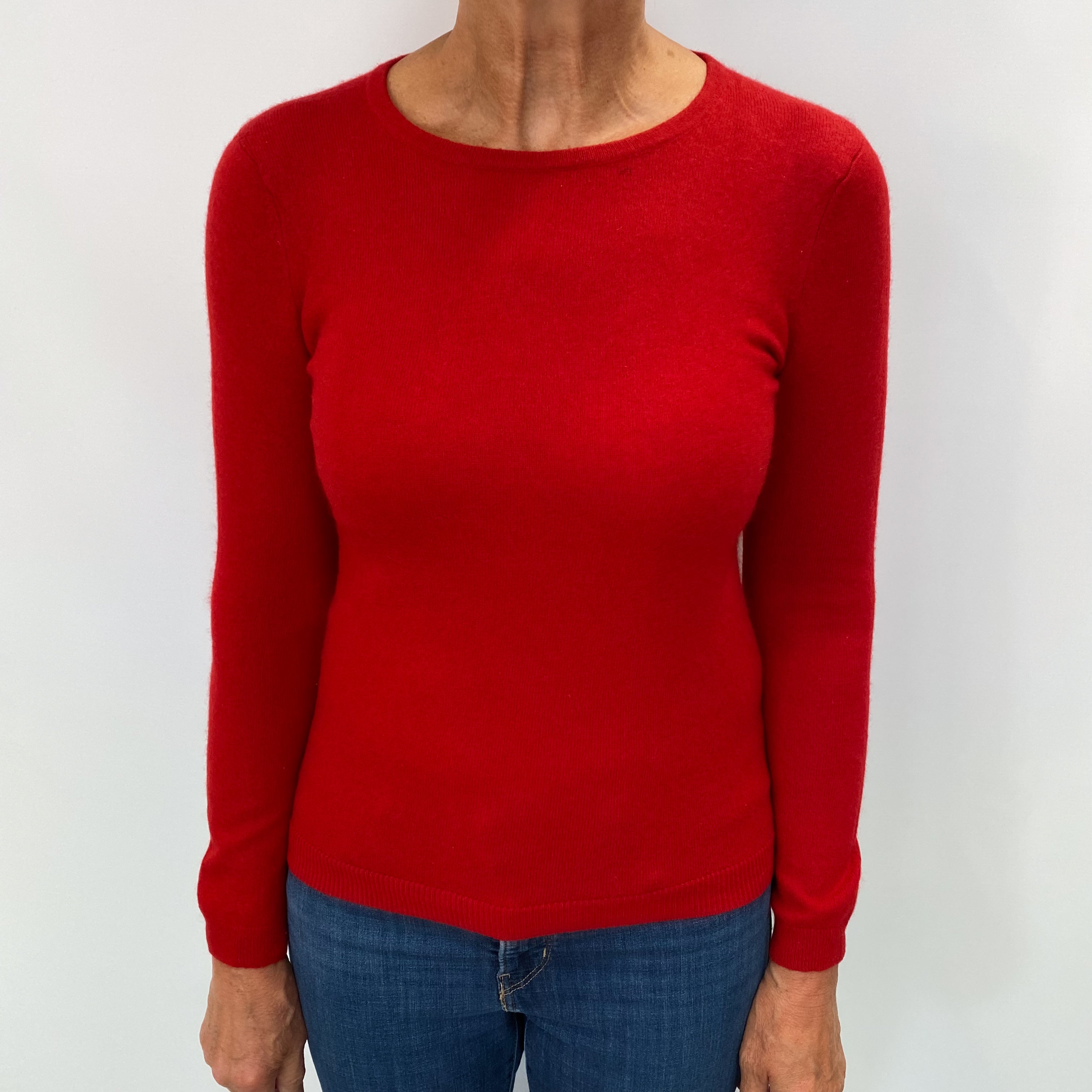 Post Box Red Cashmere Crew Neck Jumper Medium