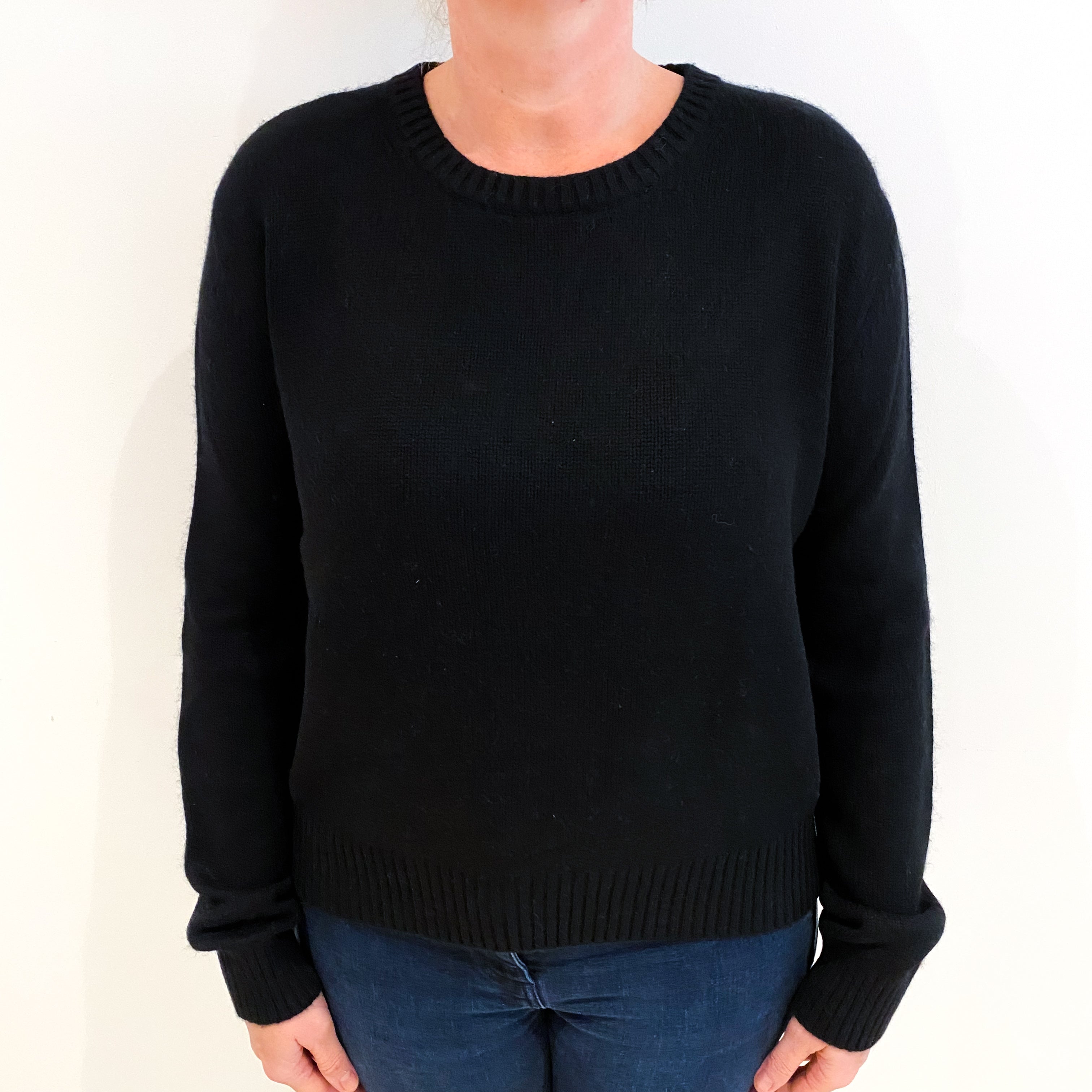 Black Cashmere Crew Neck Jumper Large
