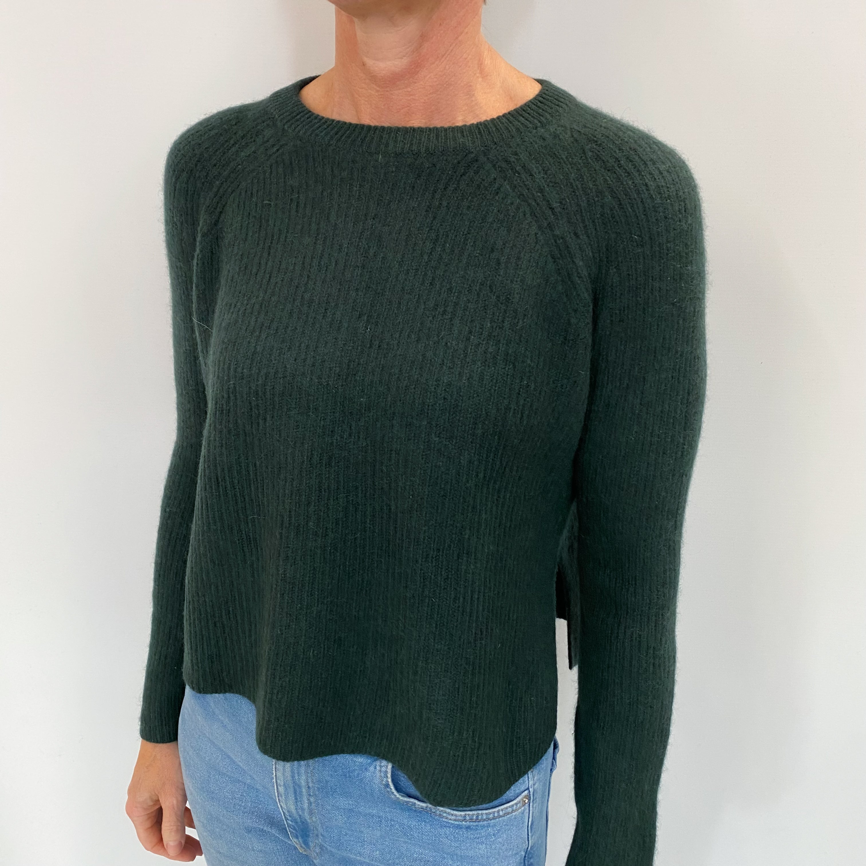Spruce Green Cashmere Crew Neck Jumper Small