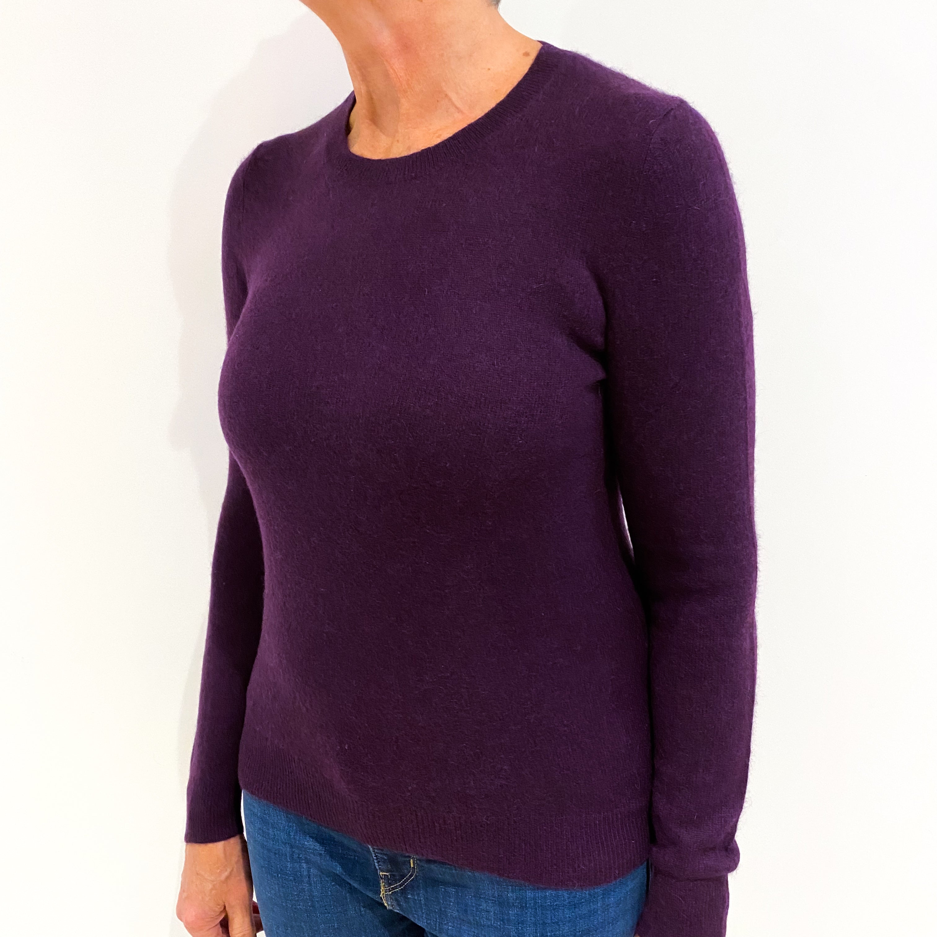 Blueberry Purple Cashmere Crew Neck Jumper Medium