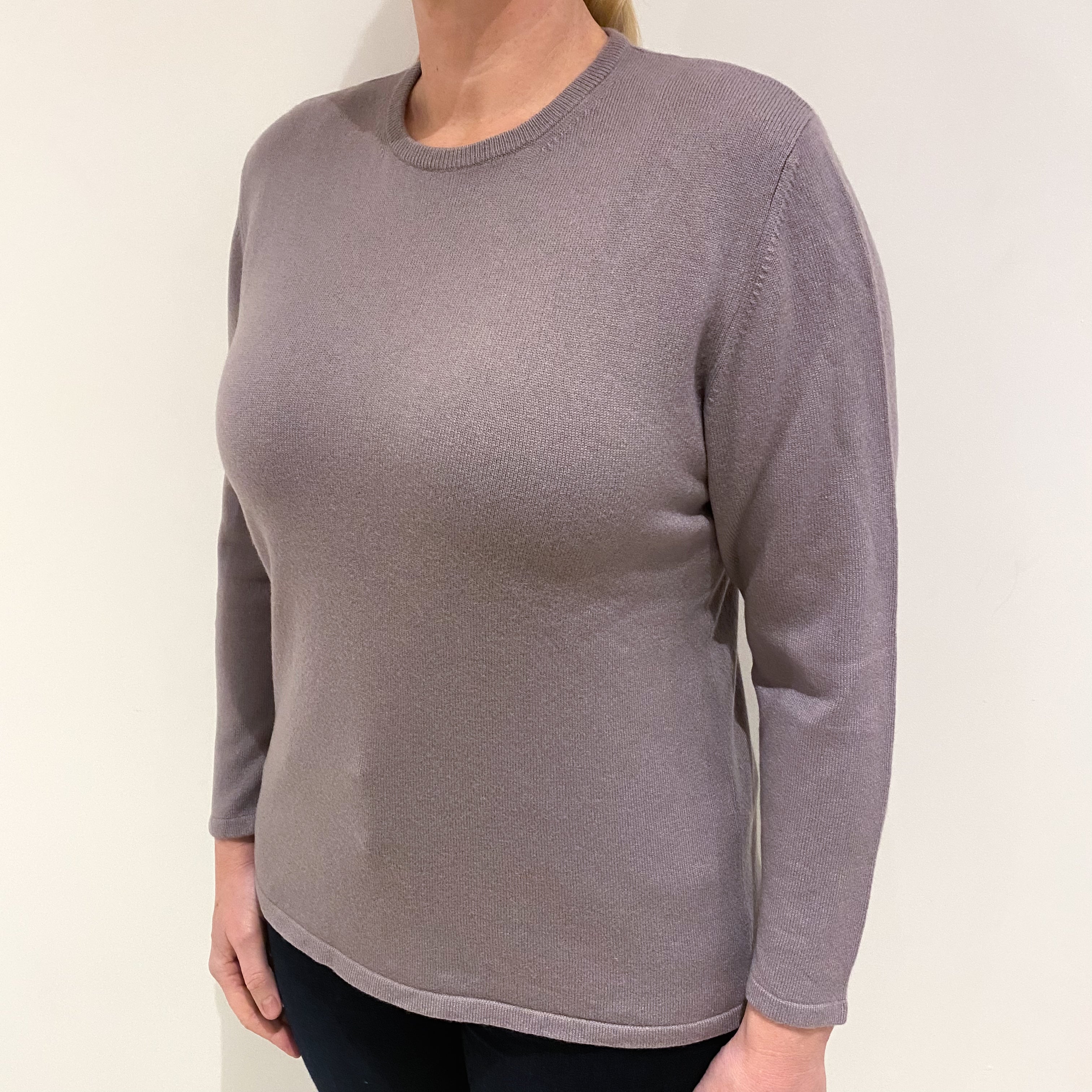 Dusky Purple Cashmere Crew Neck Jumper Large