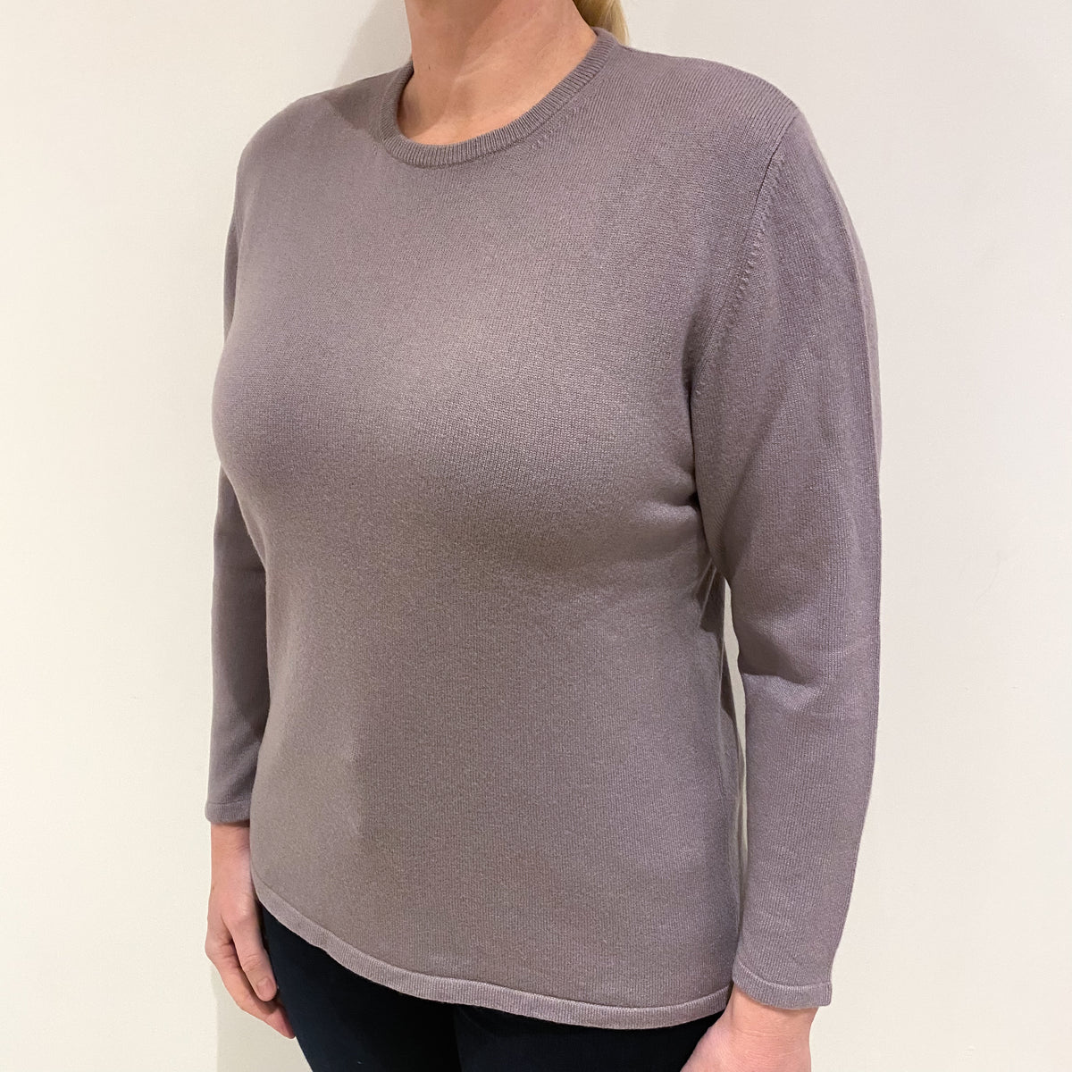 Dusky Purple Cashmere Crew Neck Jumper Large