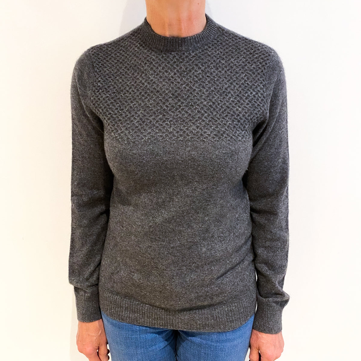 Takeo Kikuchi Slate Grey Cashmere Crew Neck Jumper Medium