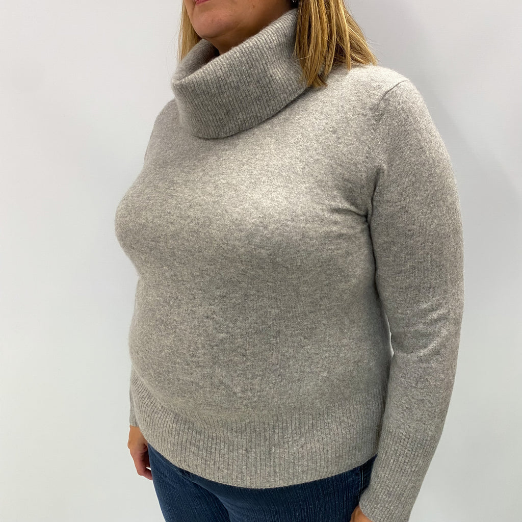 Smoke Grey Cashmere Cowl Neck Jumper Extra Large
