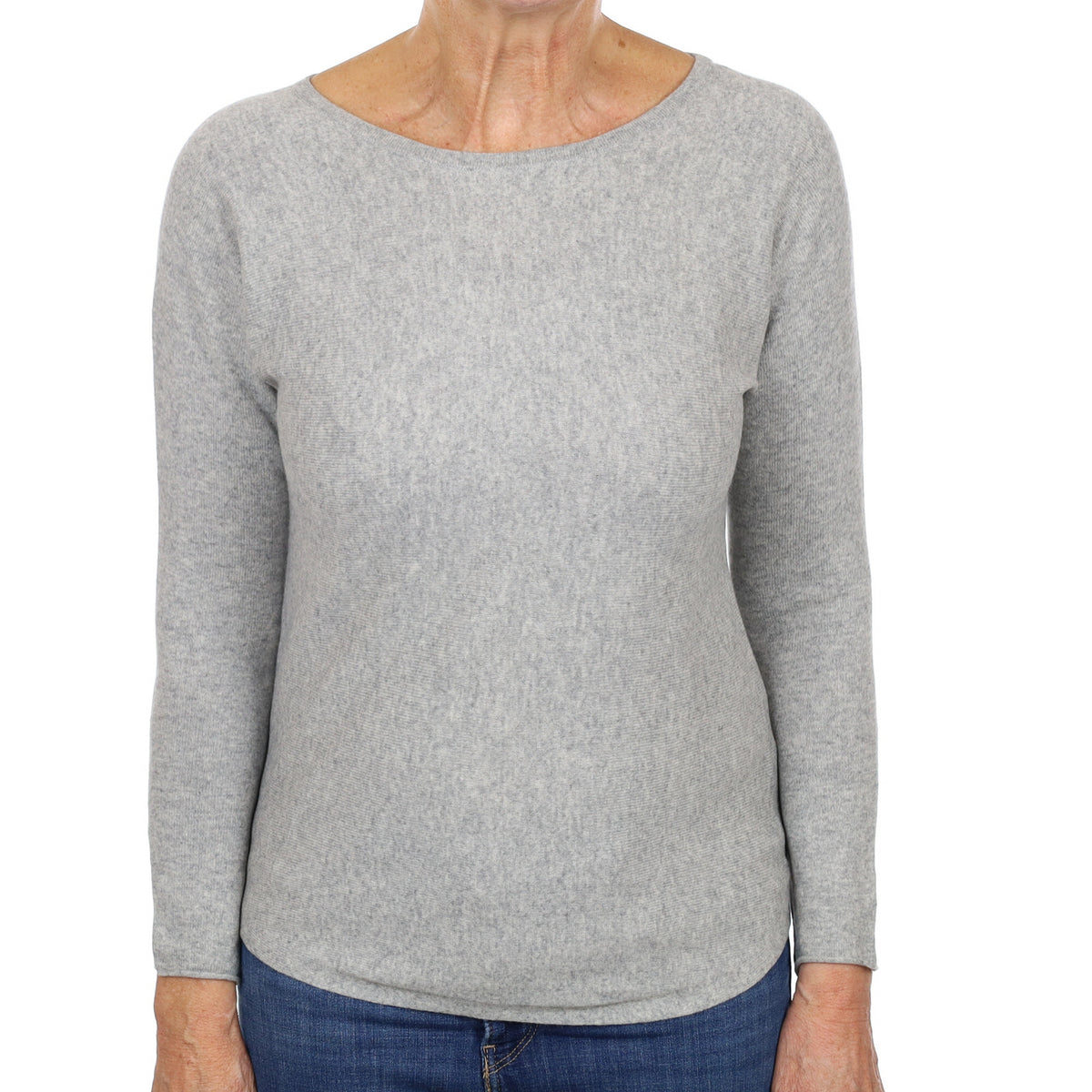Smoke Grey Cashmere Boat Neck Jumper Medium