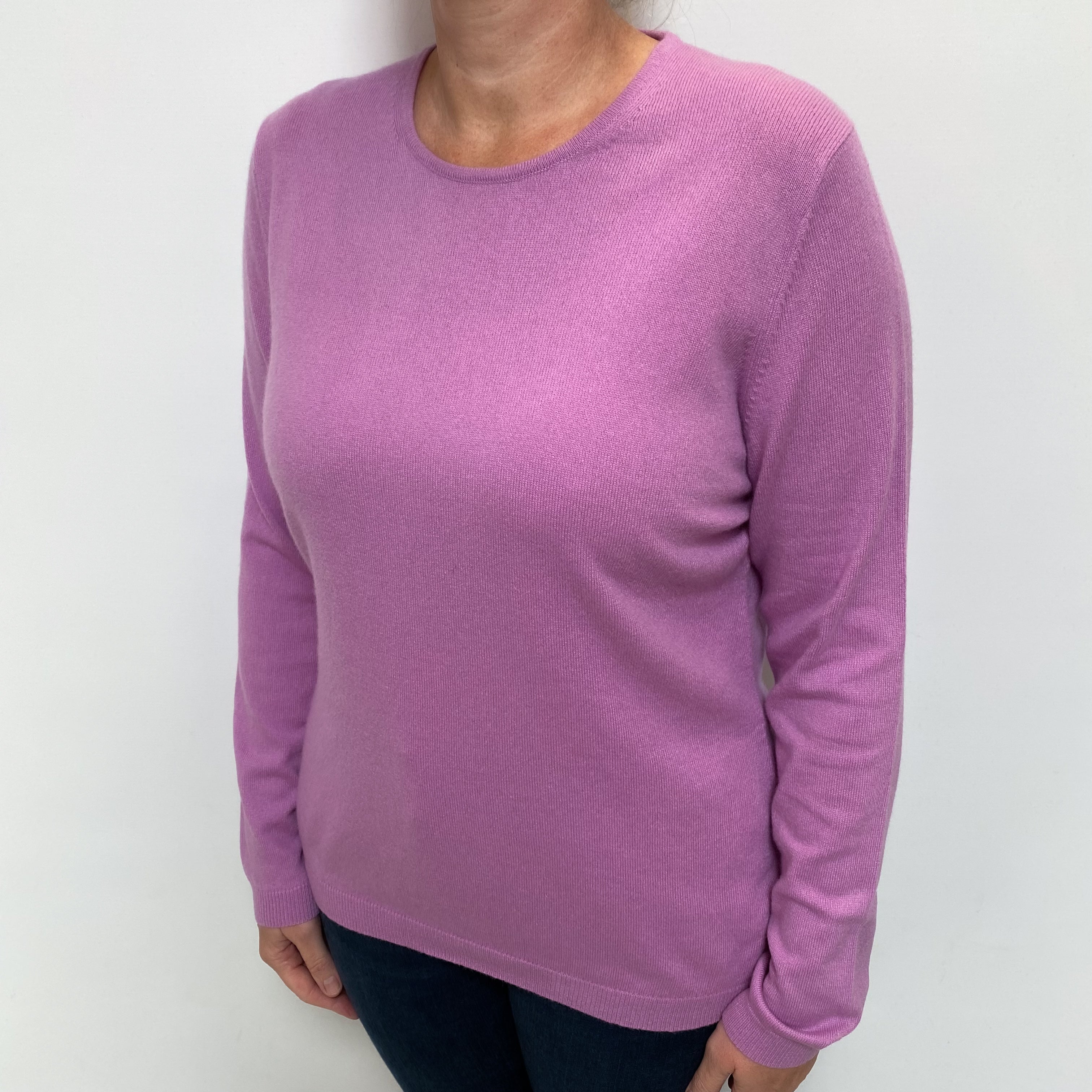 Deep Mauve Purple Cashmere Crew Neck Jumper Large