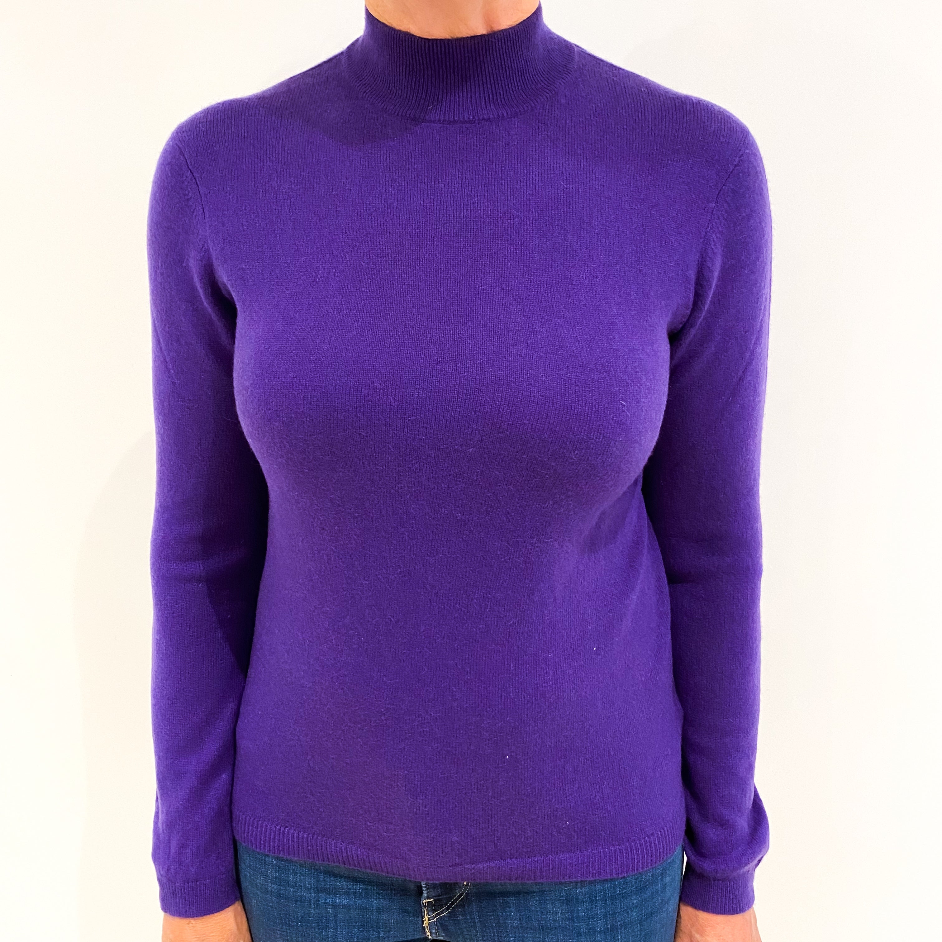 Pansy Purple Cashmere Turtle Neck Jumper Medium