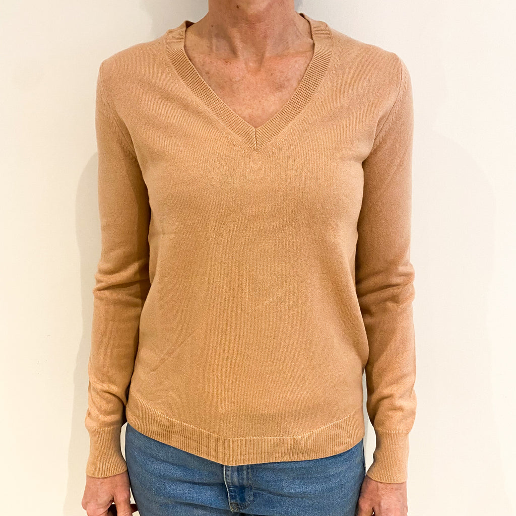 Nude Pink Cashmere V Neck Jumper Small