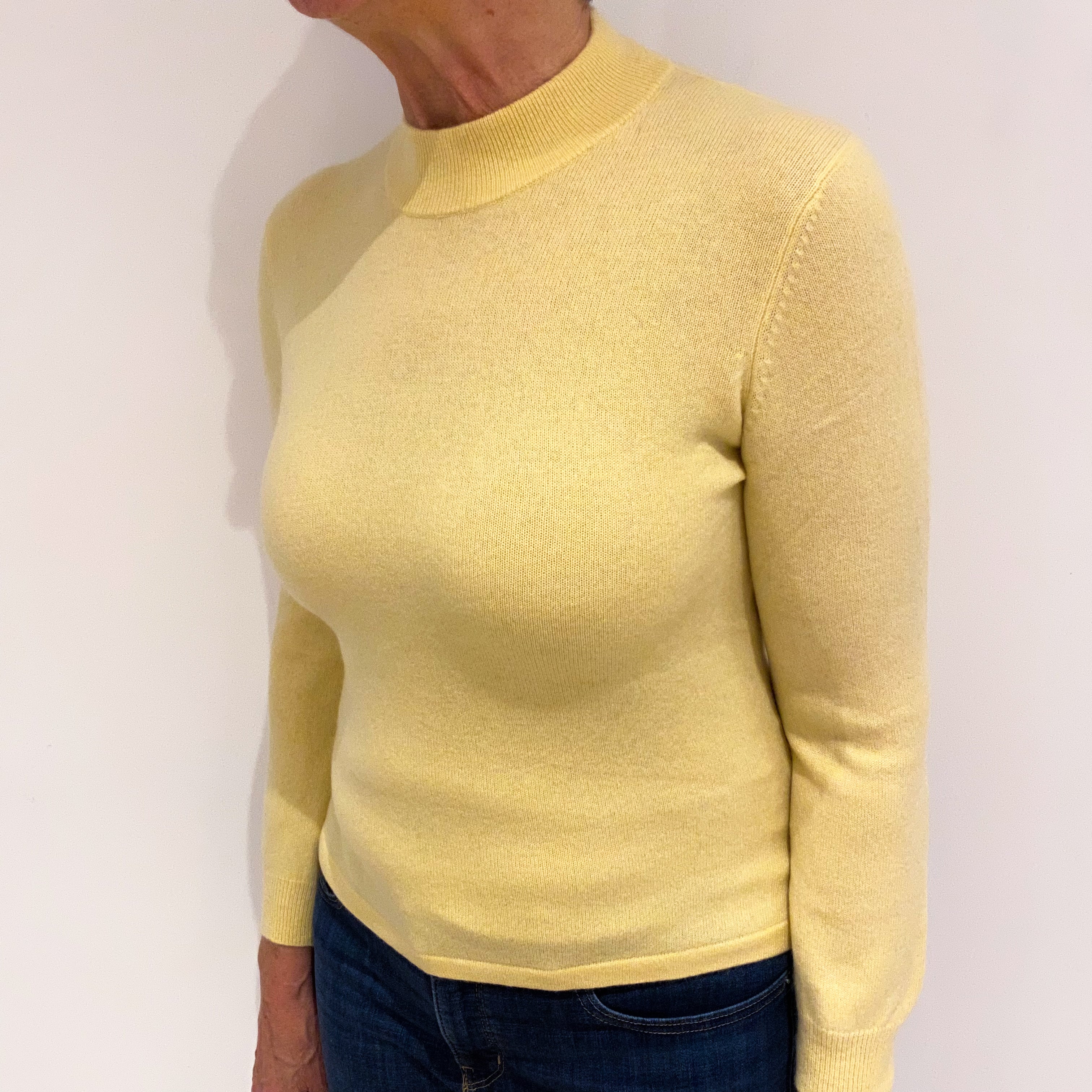 Primrose Yellow Cashmere Turtle Neck Jumper Medium